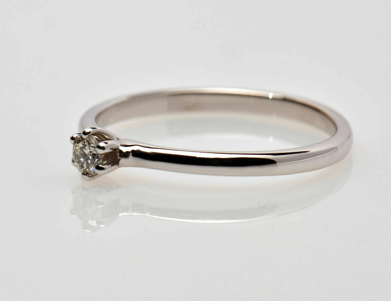Solitär Diamant Ring 585/000 14 K Weißgold Brillant 0,13 ct