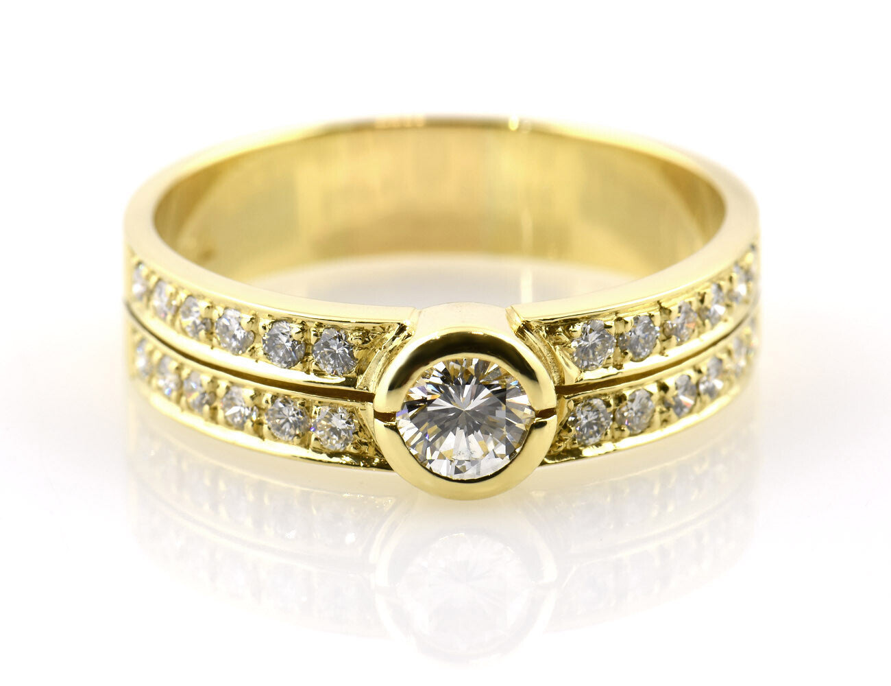 Diamant Solitär Ring 750/000 18 K Gelbgold Brillant 0,90 ct