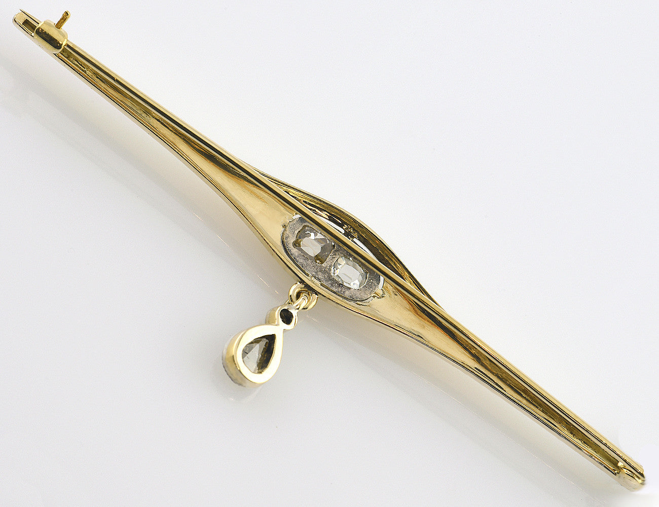 Antike Brosche 585/000 14 K Gelbgold mit Diamantrosen