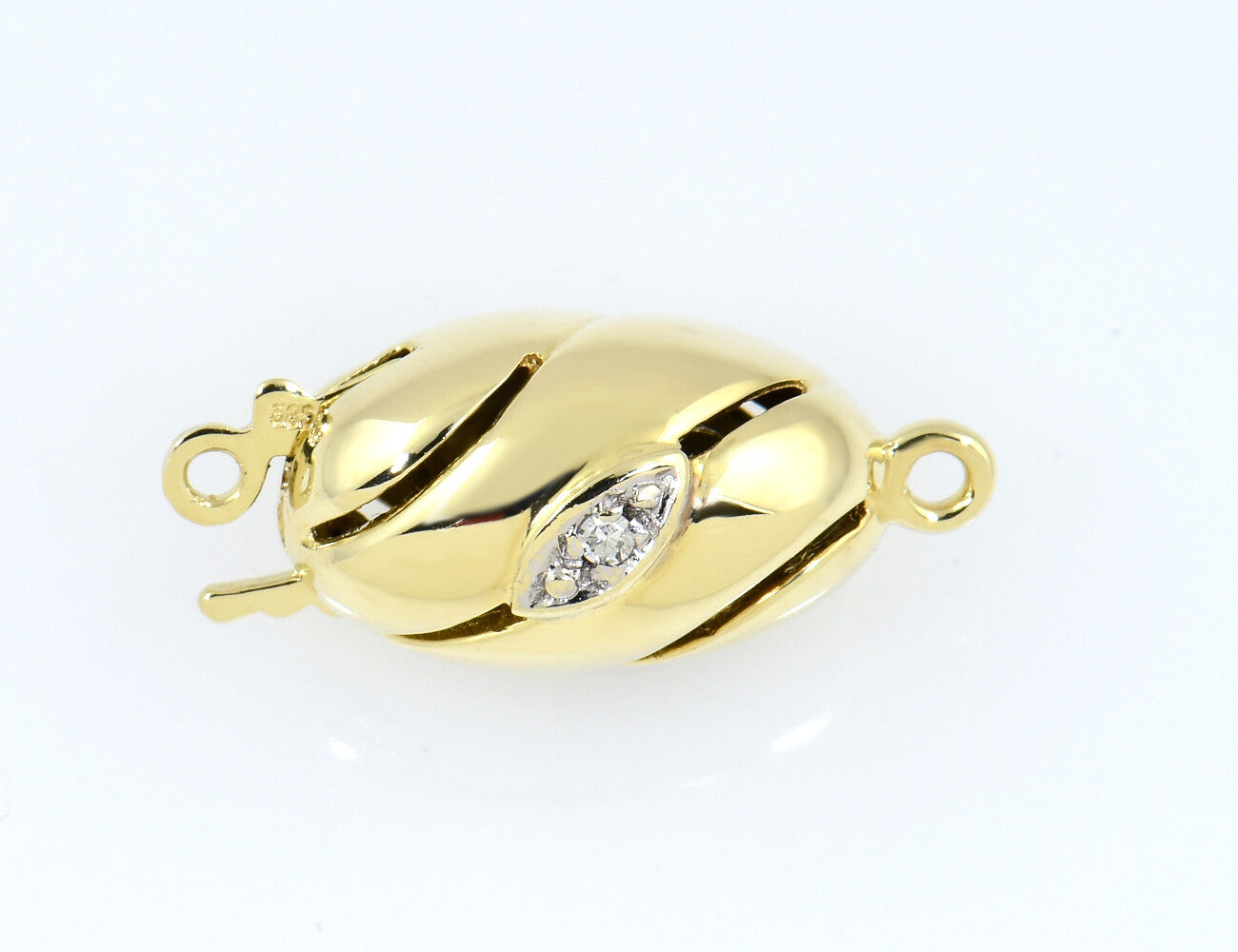 Perlenkettenschloß 585/000 14 K Gelbgold 2 Diamanten zus. 0,02 ct