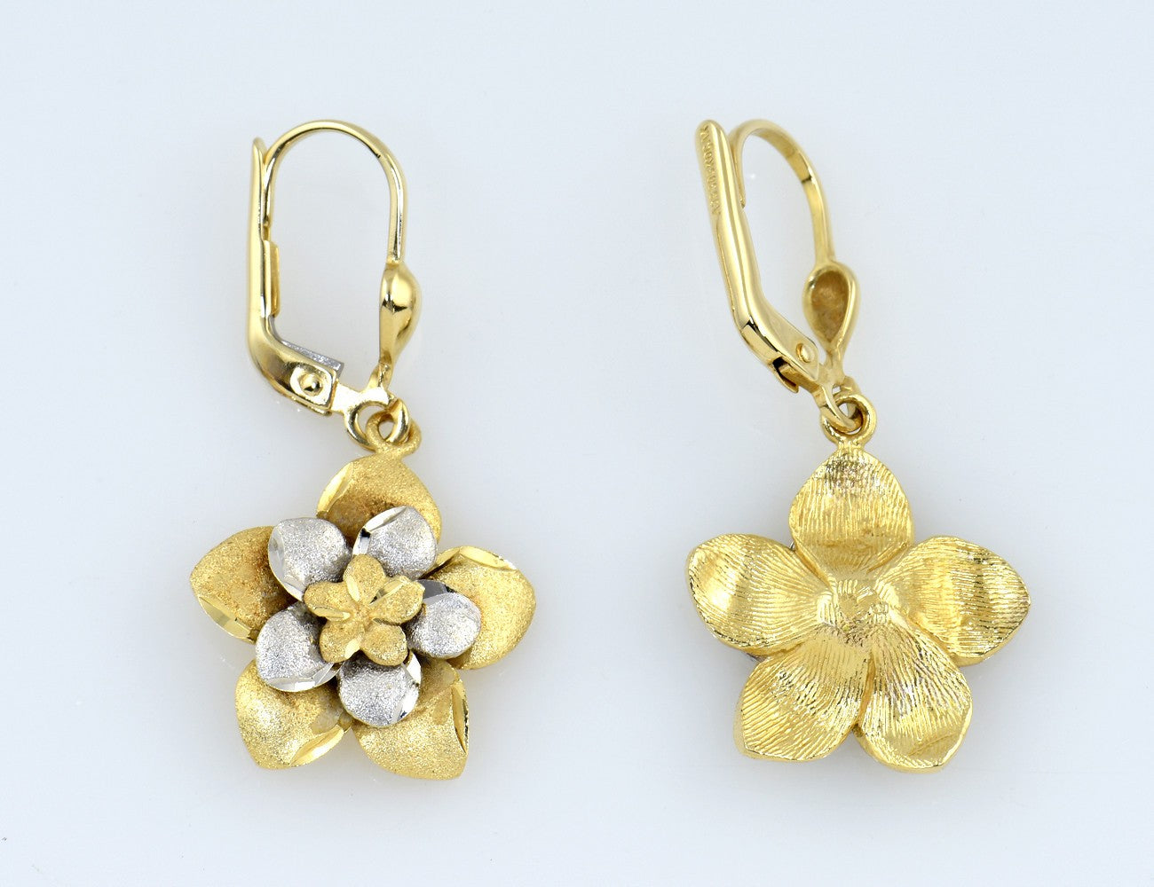 Ohrringe Hänger 585/000 14 K Gelb- Weißgold Ohrstecker