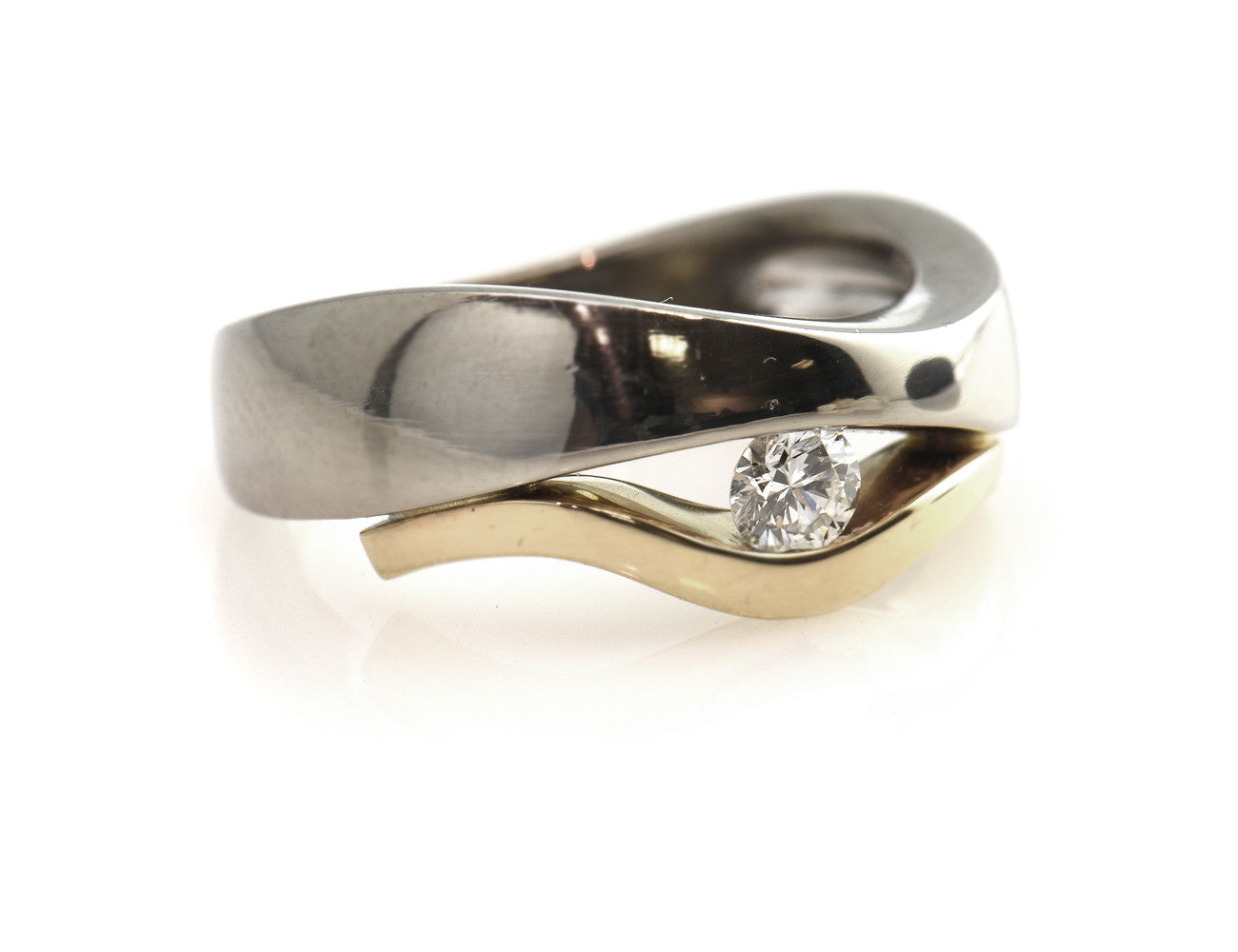 Diamant Ring 585 14 K Gelb/Weißgold Brillant 0,25 ct