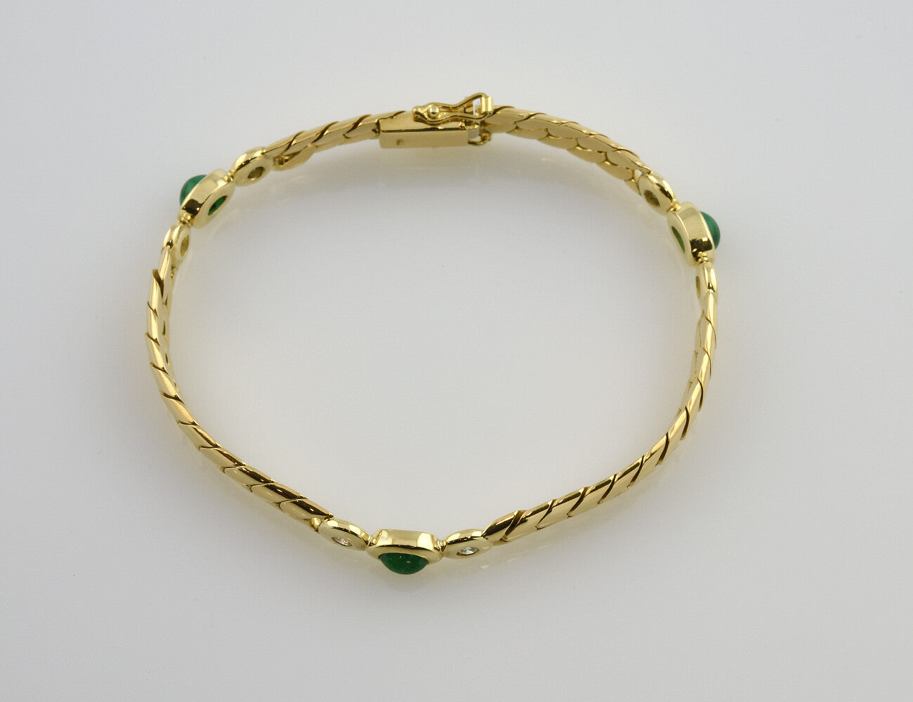 Armband Smaragd 18,5 cm 750 18 K Gelbgold 6 Diamanten zus. 0,40 ct