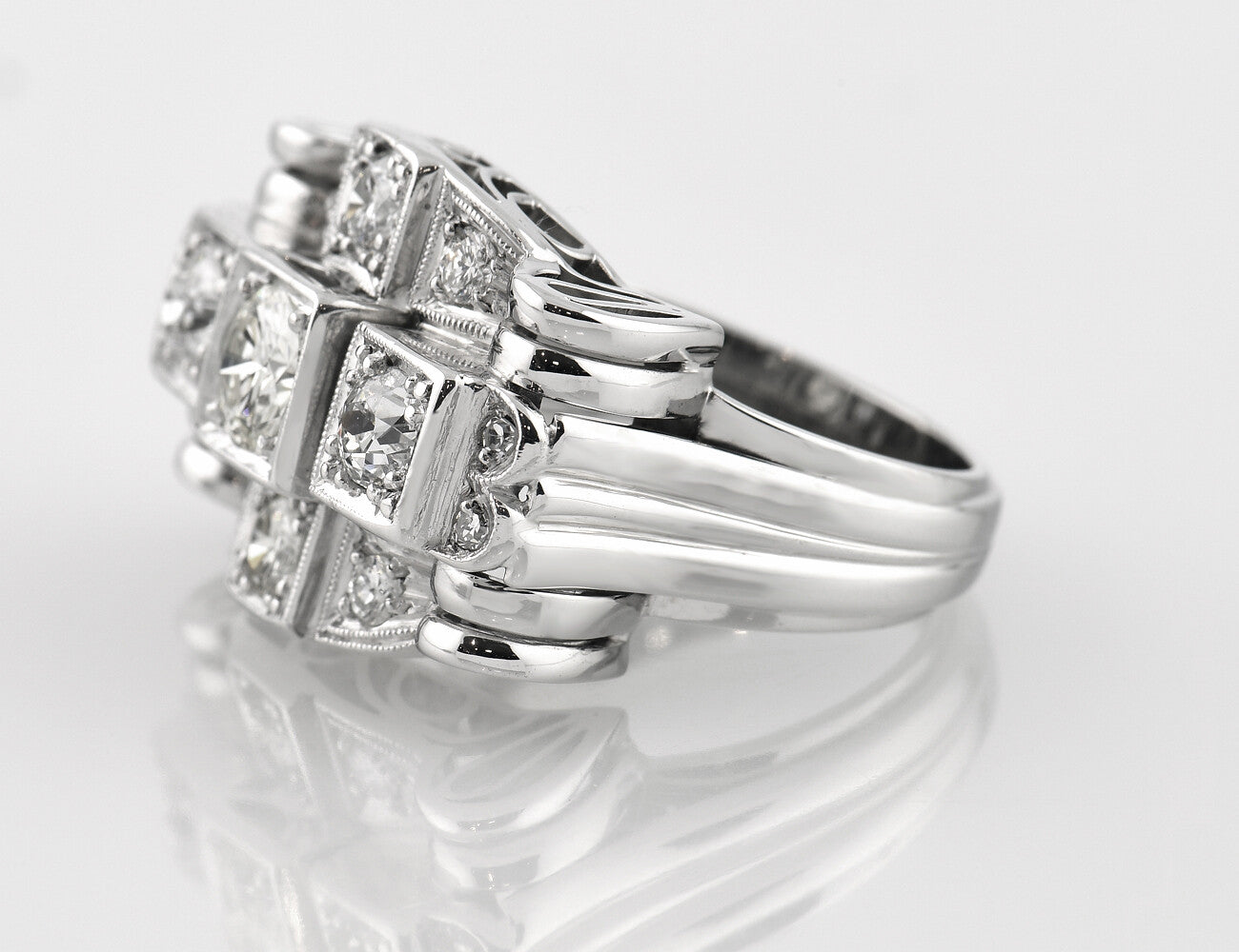 Diamant Ring 585 14 K Weißgold 13 Diamanten zus. 1,50 ct