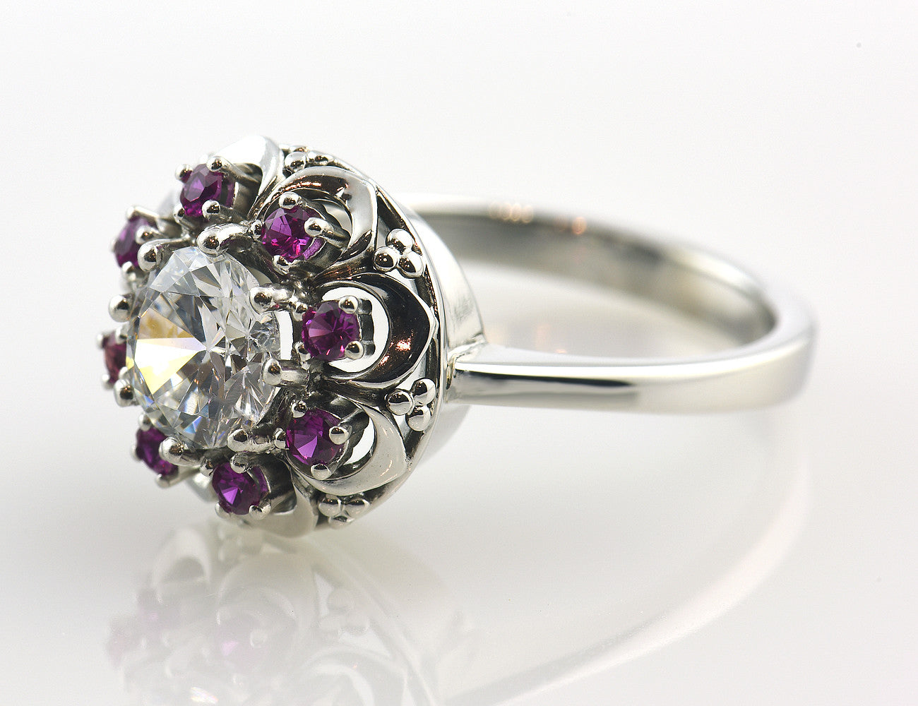 Rubin Ring 585/000 14 K Weißgold Zirkonia