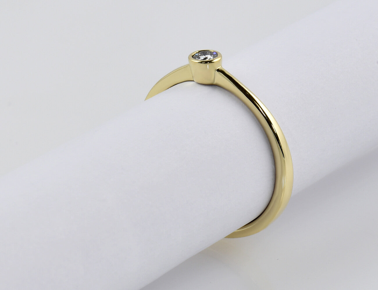 Solitär Diamant Ring 585/000 14 K Gelbgold Brillant 0,15 ct