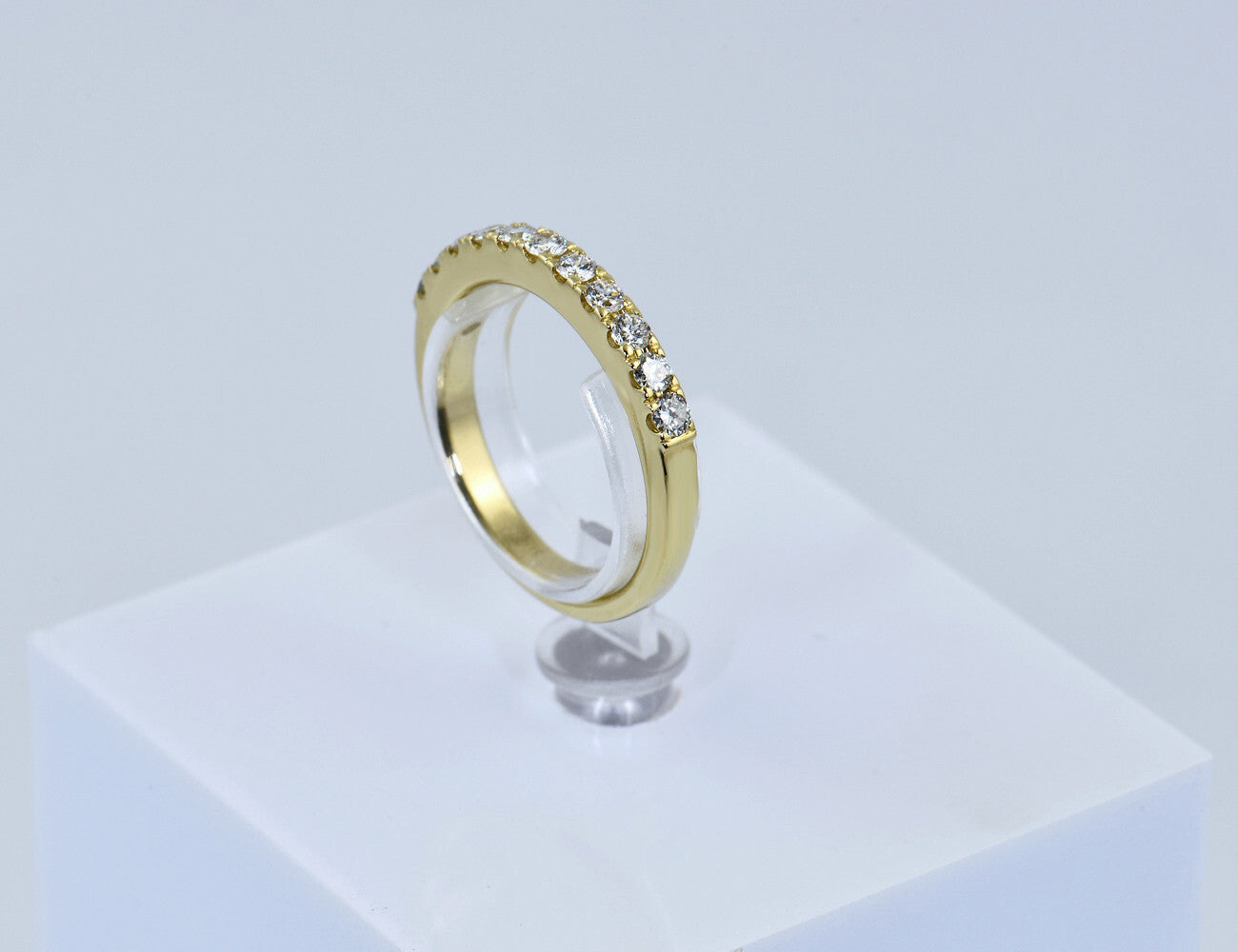 Memoire Diamant Ring 585/000 14 K Gelbgold 10 Brillanten zus. 0,38 ct