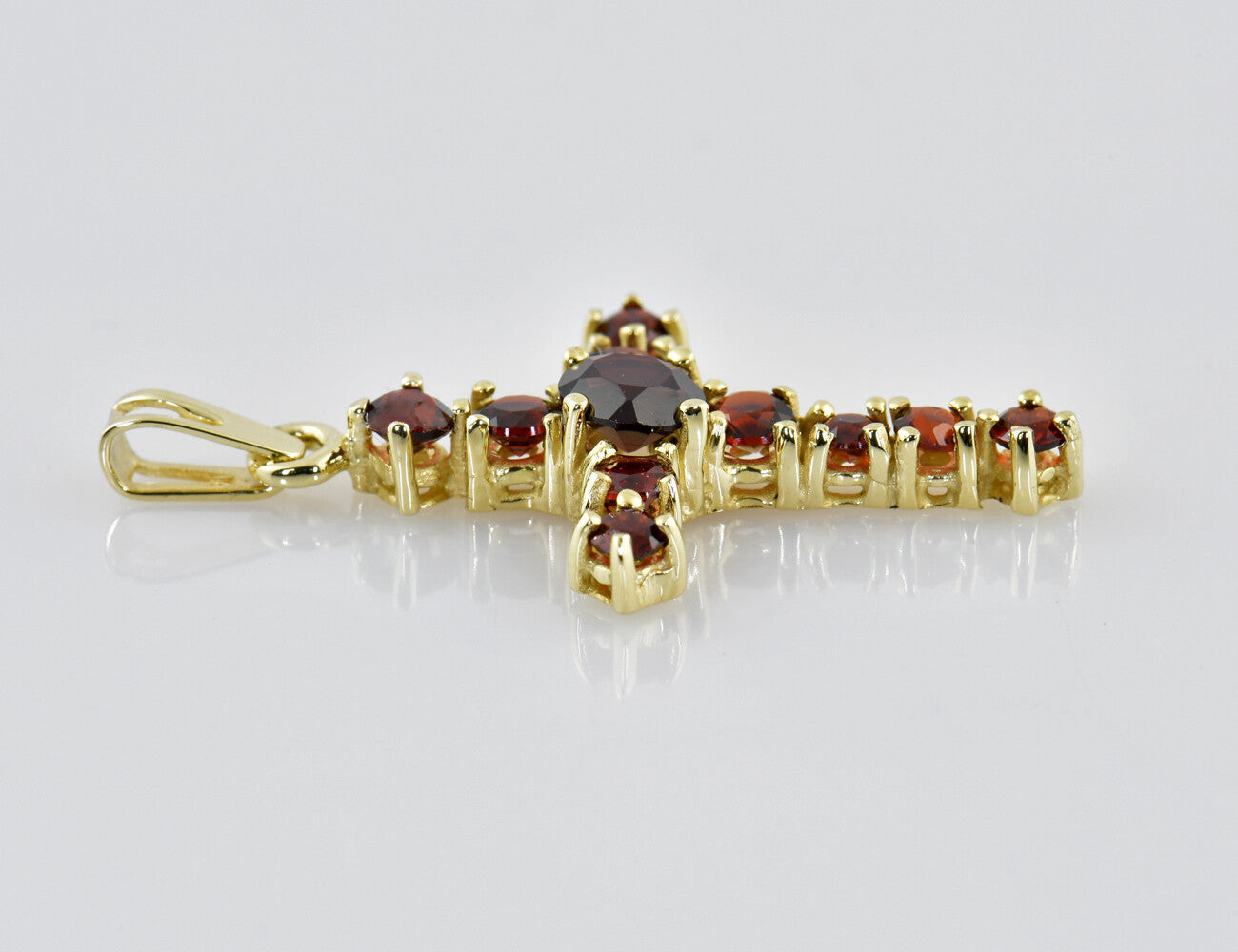 Anhänger Granat Kreuz 333/000 8 K Gelbgold