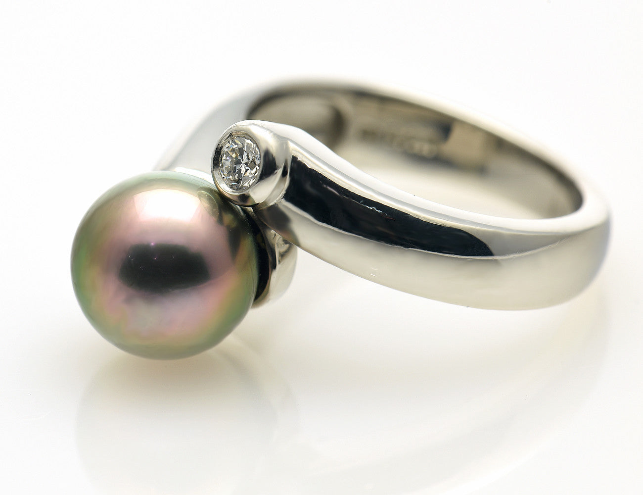 Ring Tahitiperle 950/000 Platin Brillant 0,10 ct