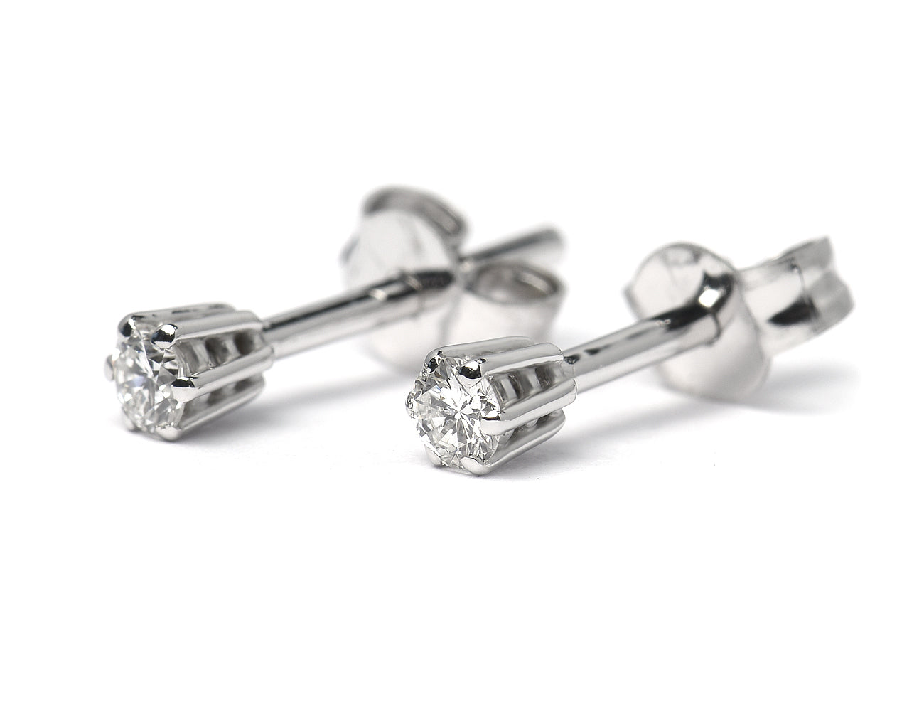 Solitär Brillant Ohrstecker Ohrringe 585 14K Weißgold, 2 Diamanten zus. 0,176 ct