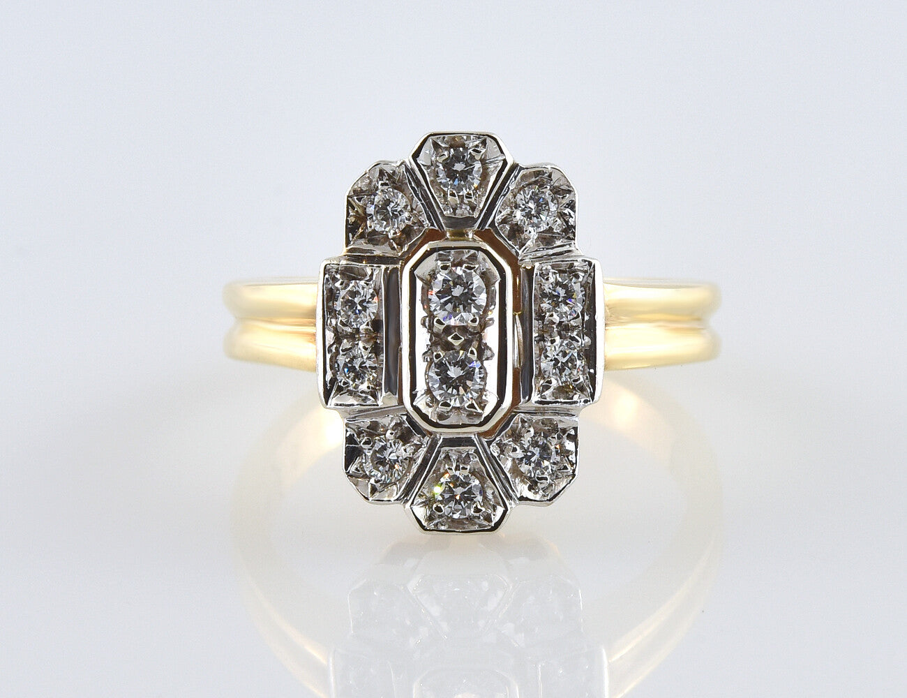 Diamant Ring 585/000 14 K Gelbgold 12 Brillanten zus. 0,40 ct