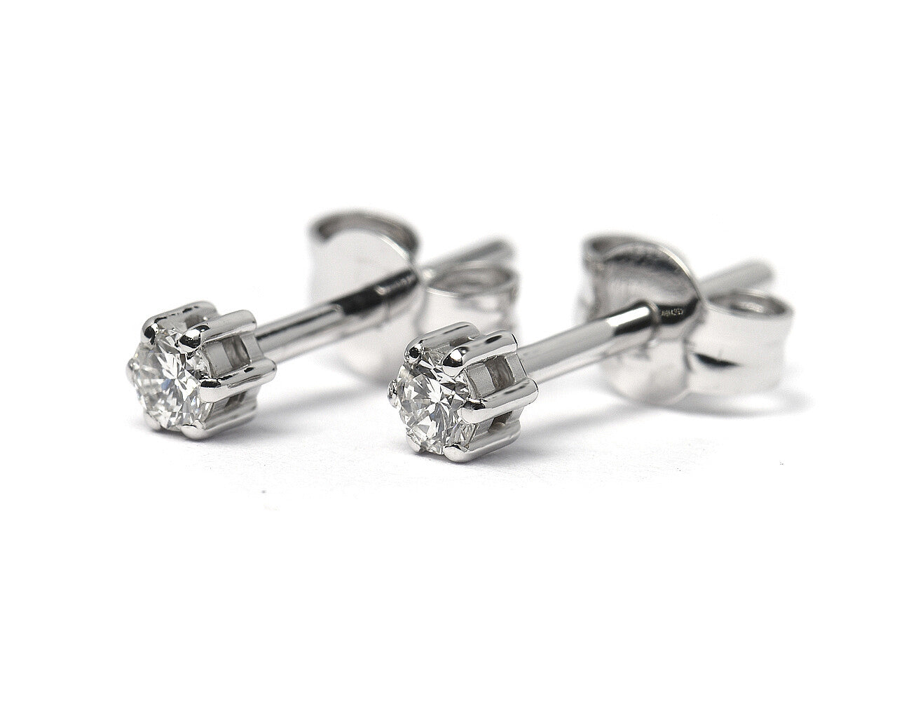 Solitär Brillant Ohrstecker Ohrringe 585 14 K Weißgold, 2 Diamanten zus. 0,32 ct