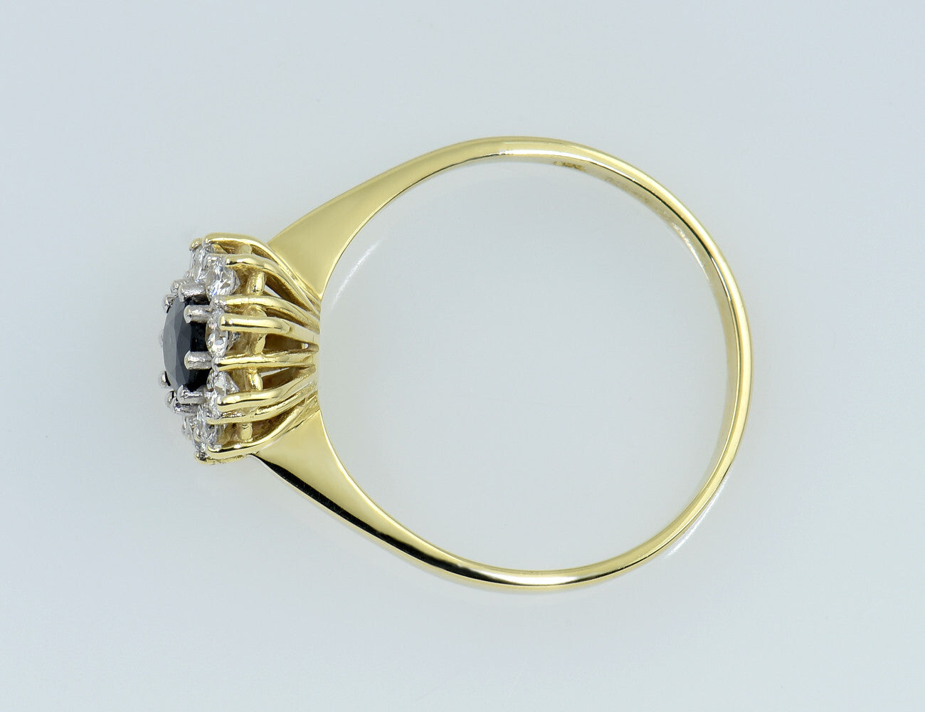 Saphir Diamant Ring 585/000 14 K Gelbgold 10 Brillanten zus. 0,45 ct