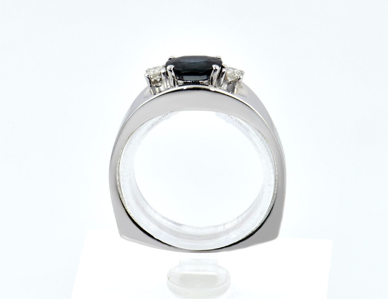 Saphir Diamant Ring 750/000 18 K Weißgold 2 Brillanten zus. 0,08 ct