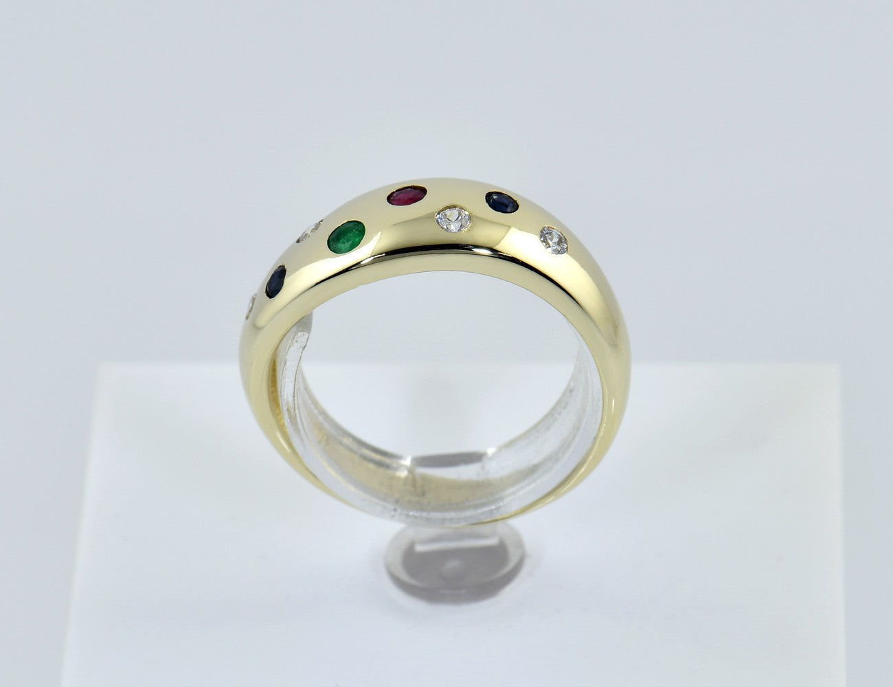 Ring, Saphir, Rubin, Smaragd 333/000 8 K Gelbgold Zirkonia