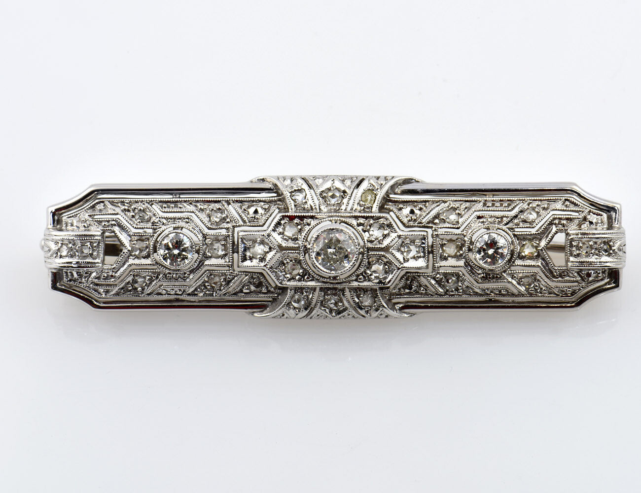 Brosche 585/000 14 K Weißgold 31 Diamanten zus. 0,80 ct