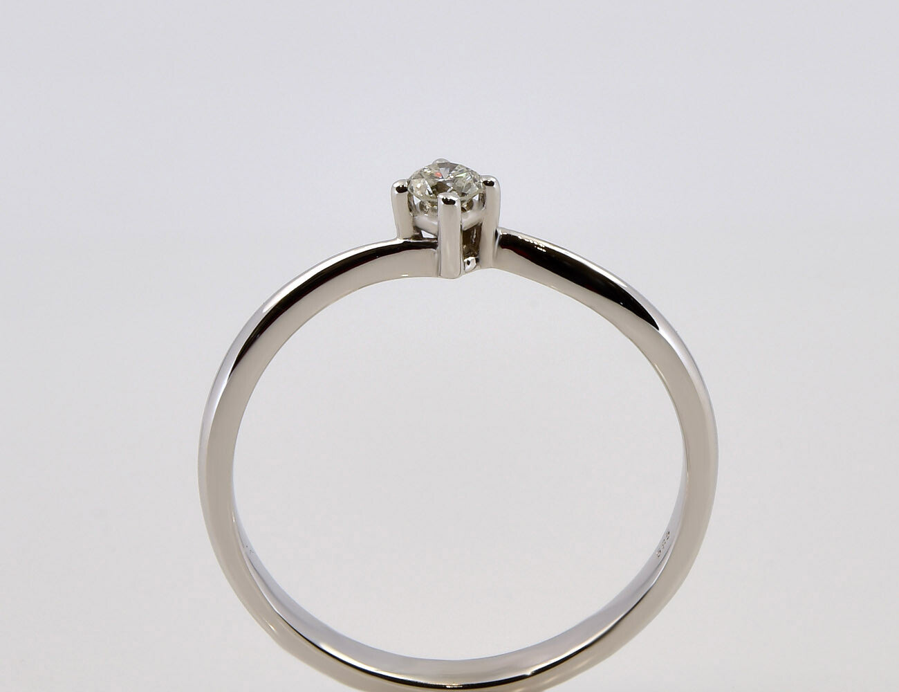 Solitär Diamant Ring 585/000 14 K Weißgold Brillant 0,12 ct