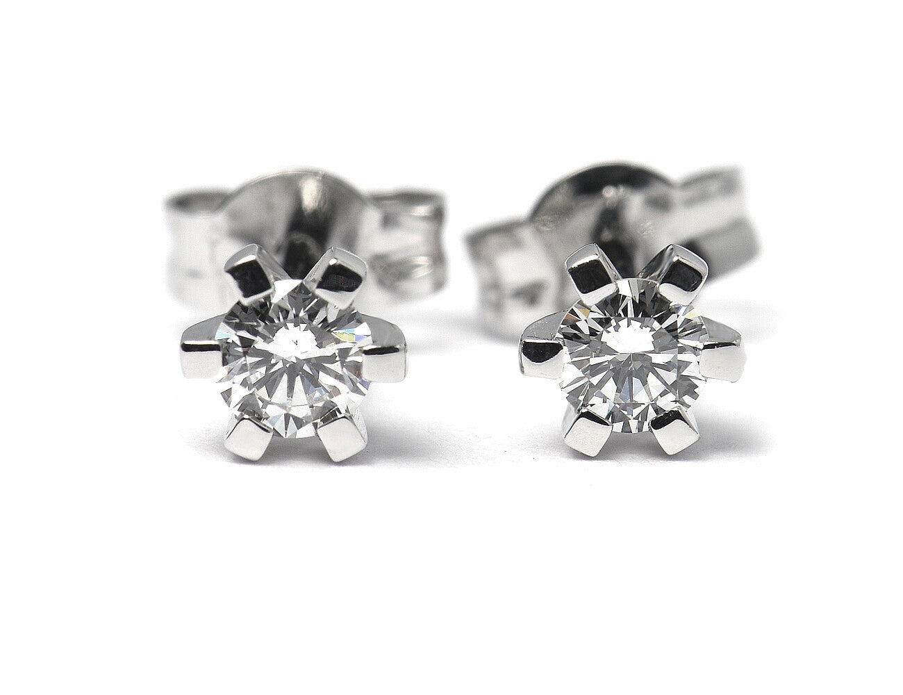 Solitär Brillant Ohrstecker Ohrringe 585 14K Weißgold, 2 Diamanten zus. 0,322 ct