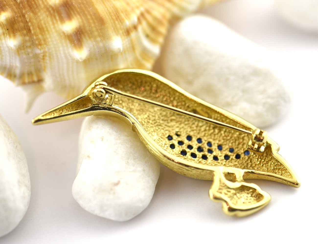 Brosche Vogel 585 14 K Gelbgold Saphir