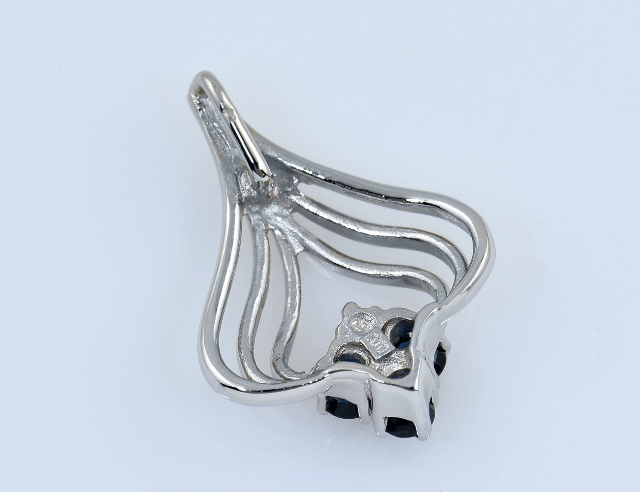 Anhänger Saphir 585/000 14 K Weißgold 1 Diamanten 0,02 ct