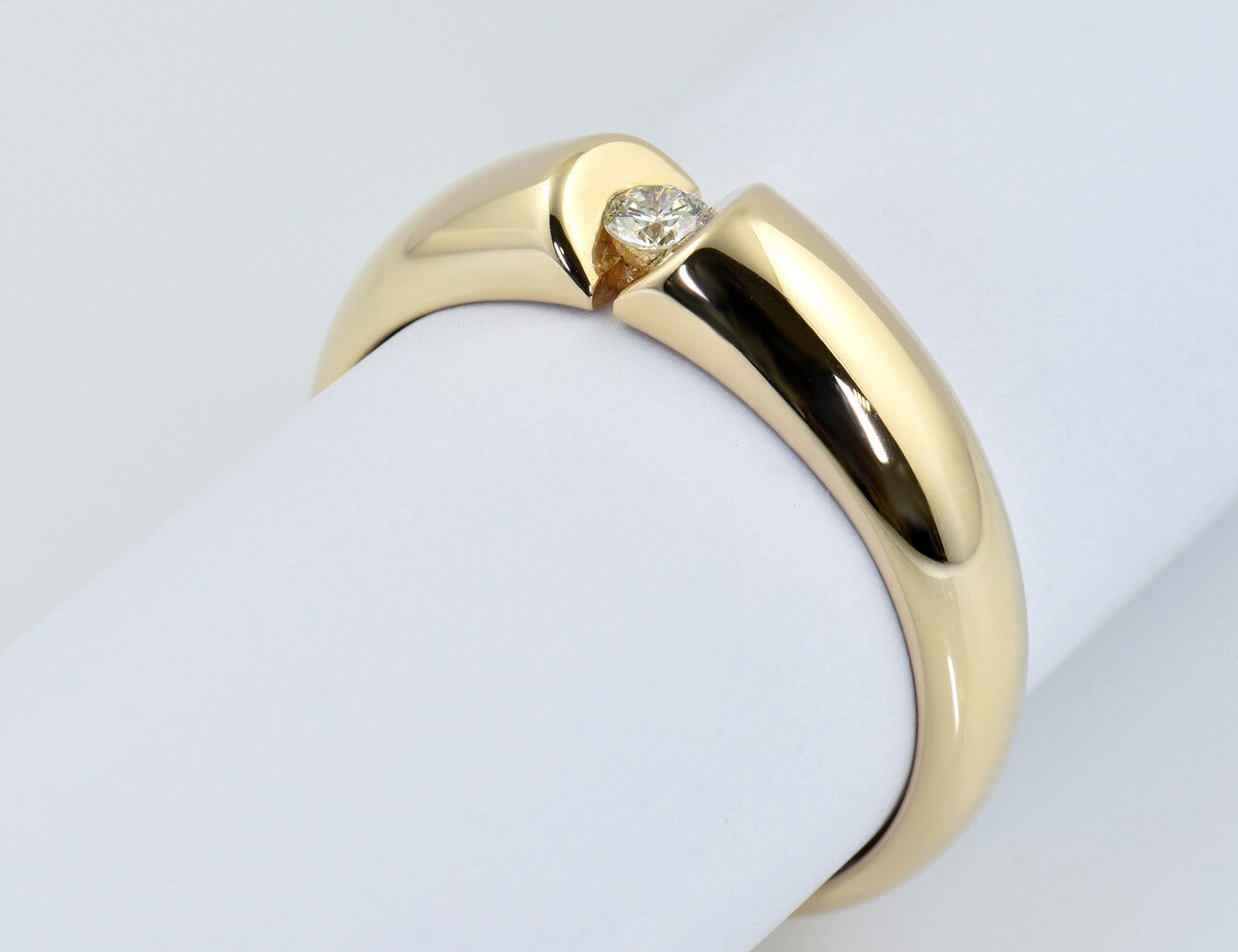 Diamant Solitär Ring 585/000 14 K Gelbgold Brillant 0,09 ct