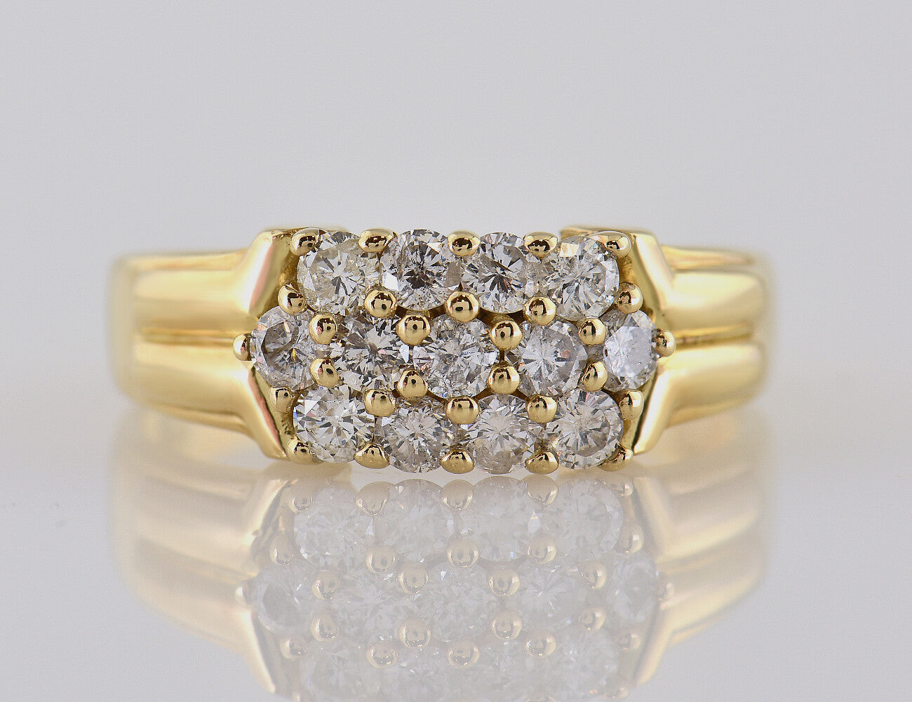 Diamant Ring 585/000 14 K Gelbgold 13 Brillanten zus. 1,00 ct