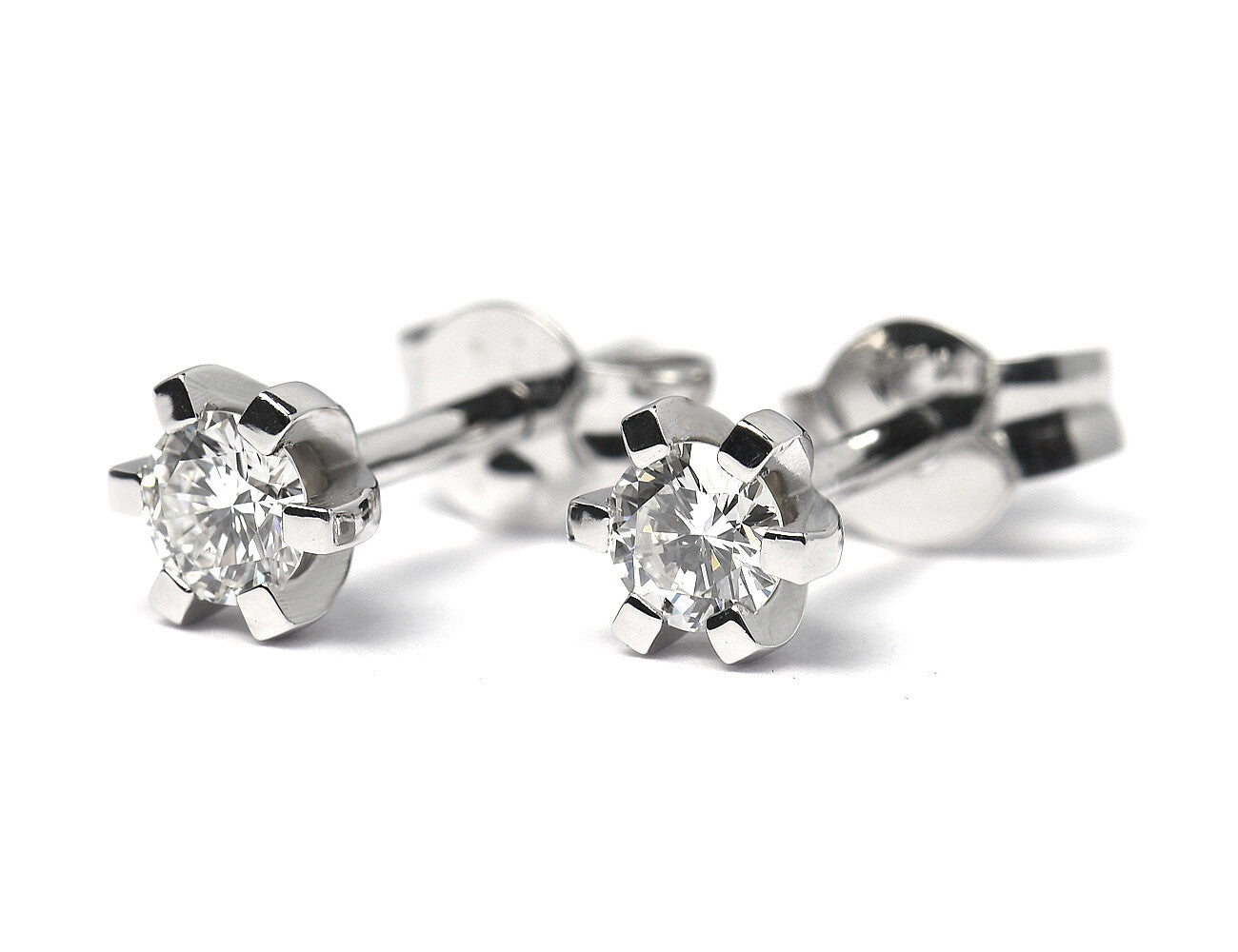 Solitär Brillant Ohrstecker Ohrringe 585 14K Weißgold, 2 Diamanten zus. 0,322 ct