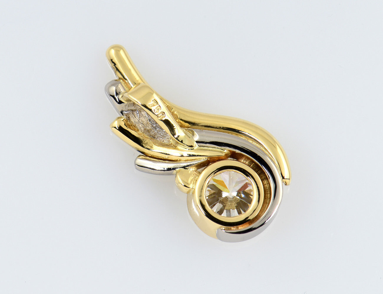 Diamant Solitär Anhänger 750/000 18 K Gelb/Weißgold Brillant 0,55 ct