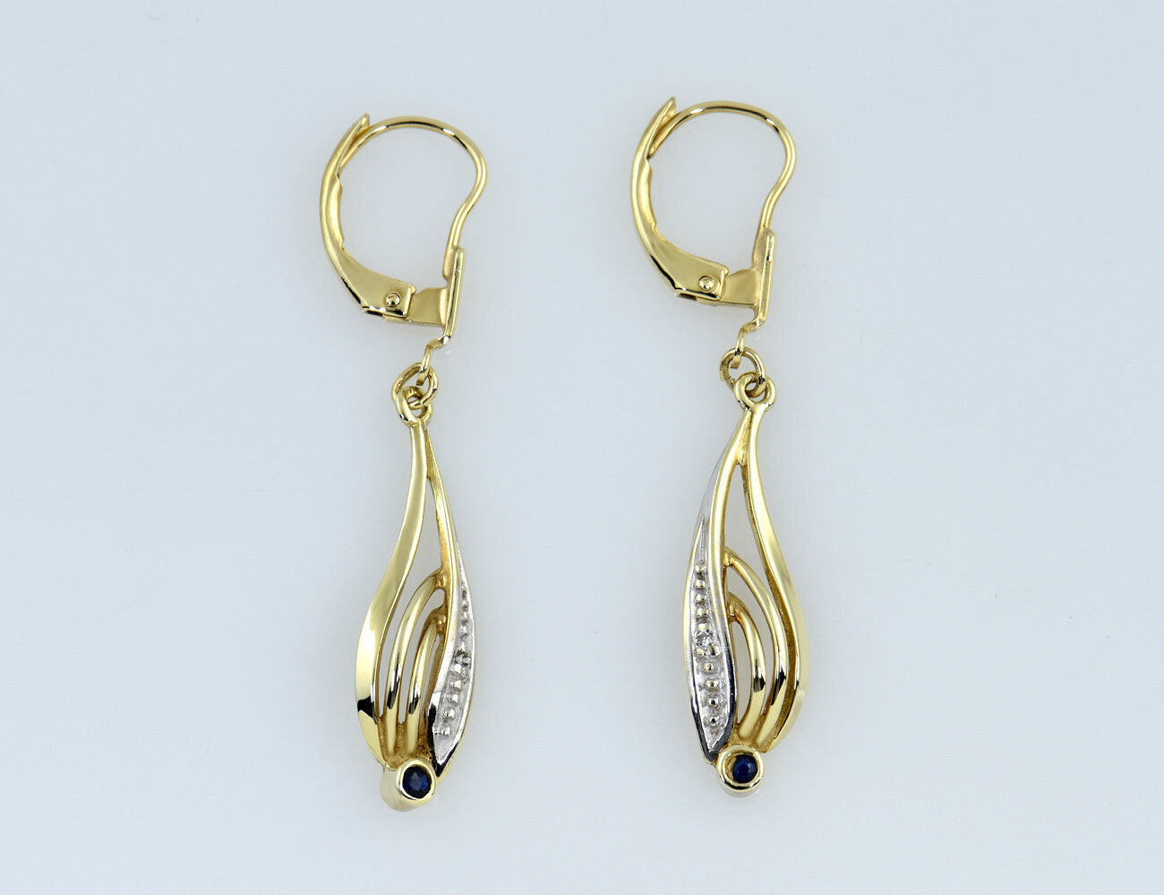 Ohrringe Ohrhänger Saphir 333/000 8 K Gelbgold