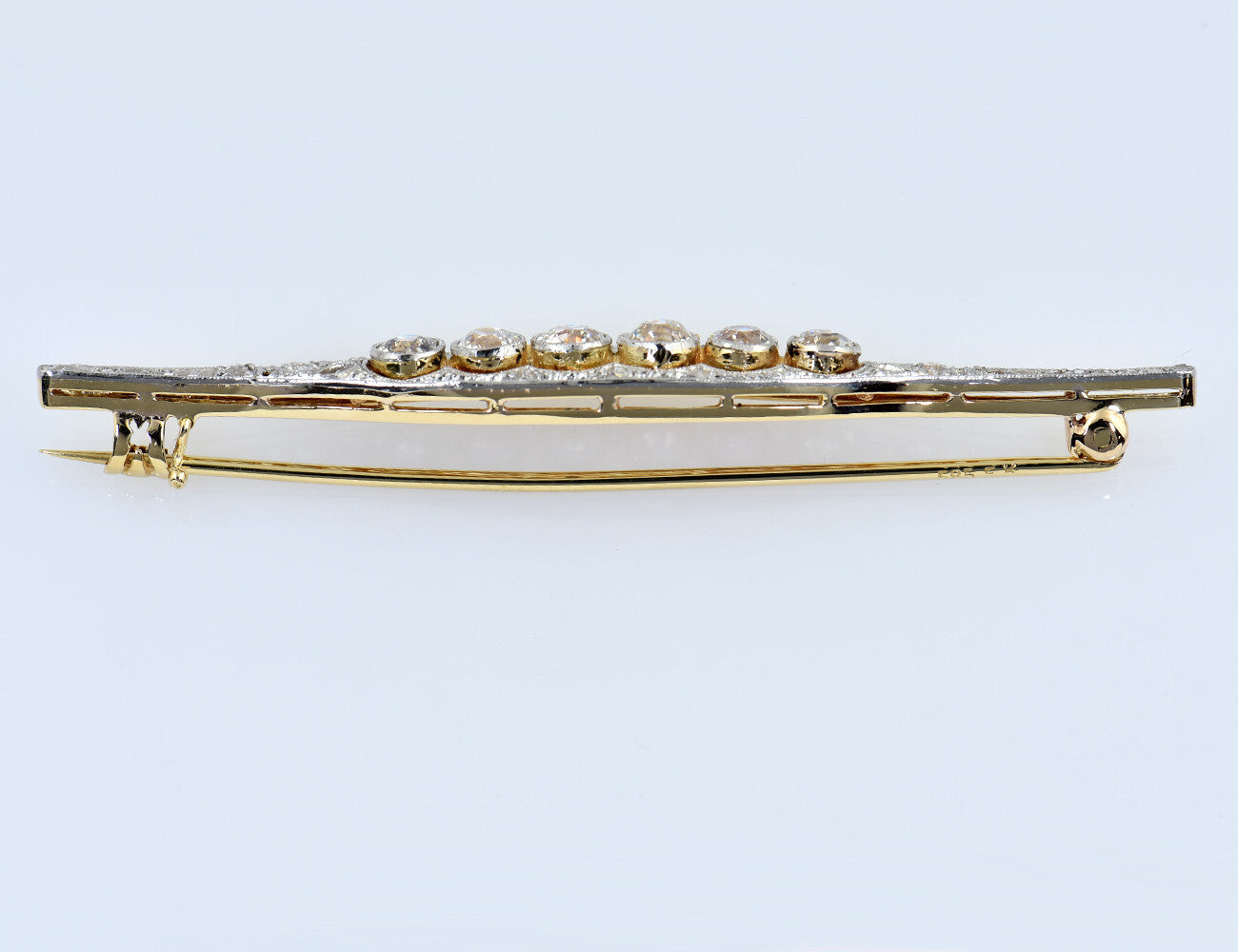 Antike Brosche 585/000 14 K Gelbgold 30 Diamanten zus. 1,40 ct