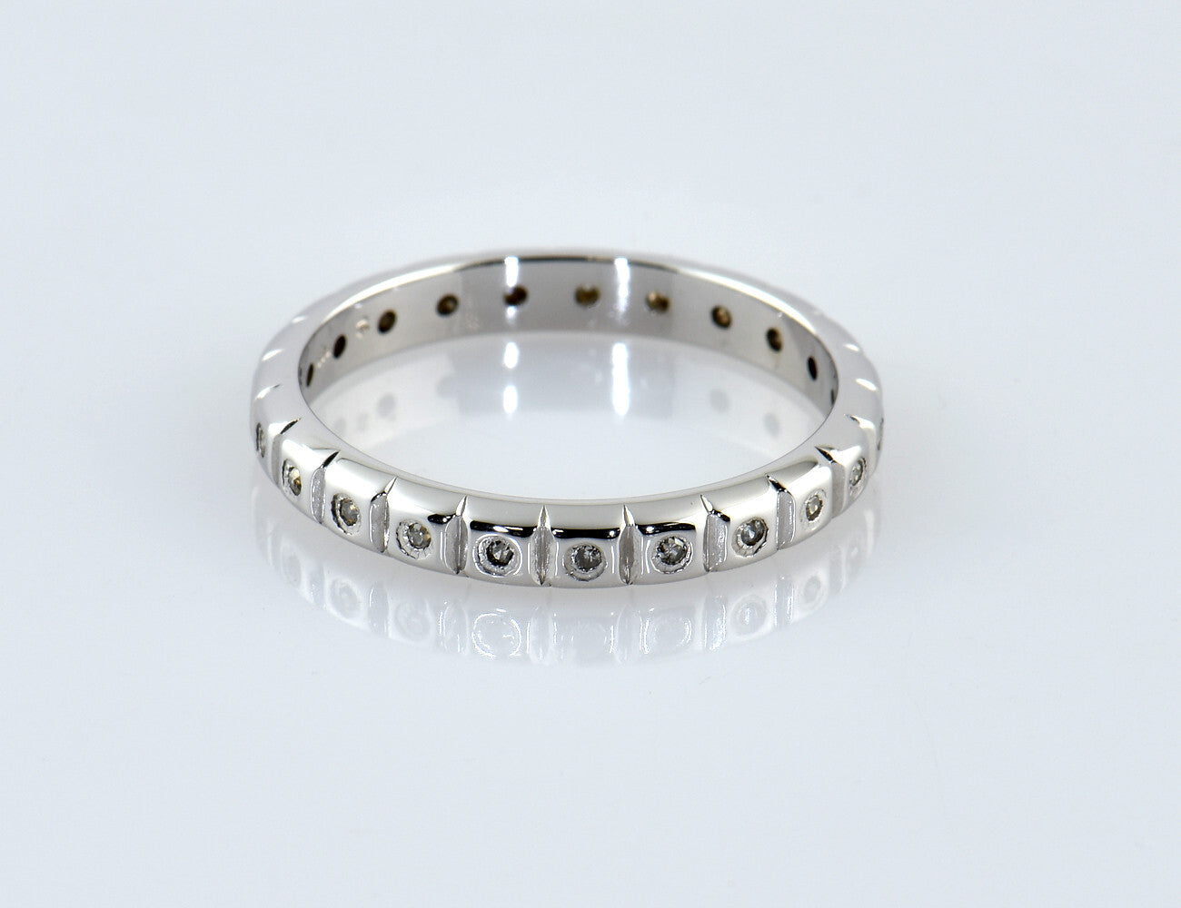 Memoire Diamant Ring 585/000 14 K Weißgold 23 Diamanten zus. 0,11 ct