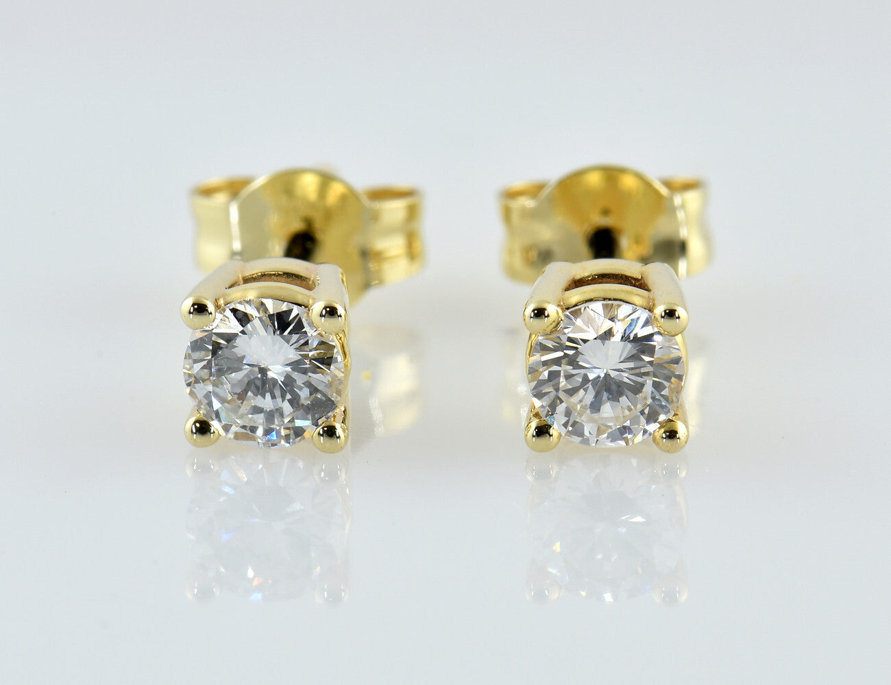 Solitär Brillant Ohrstecker Ohrringe 585 14 K Gelbgold, 2 Diamanten zus. 0,52 ct