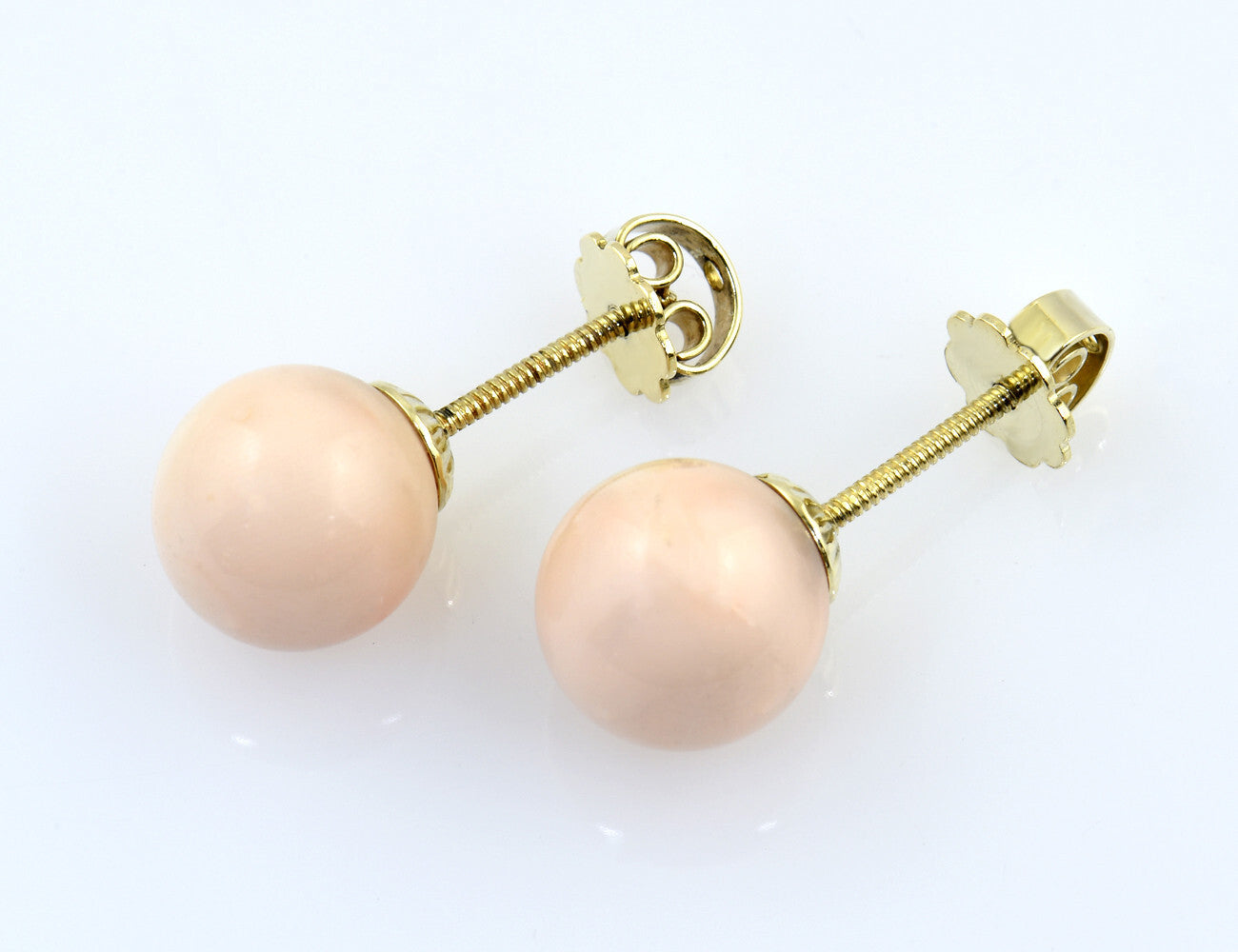 Ohrstecker Koralle 585/000 14 K Gelbgold Schraubverschluß