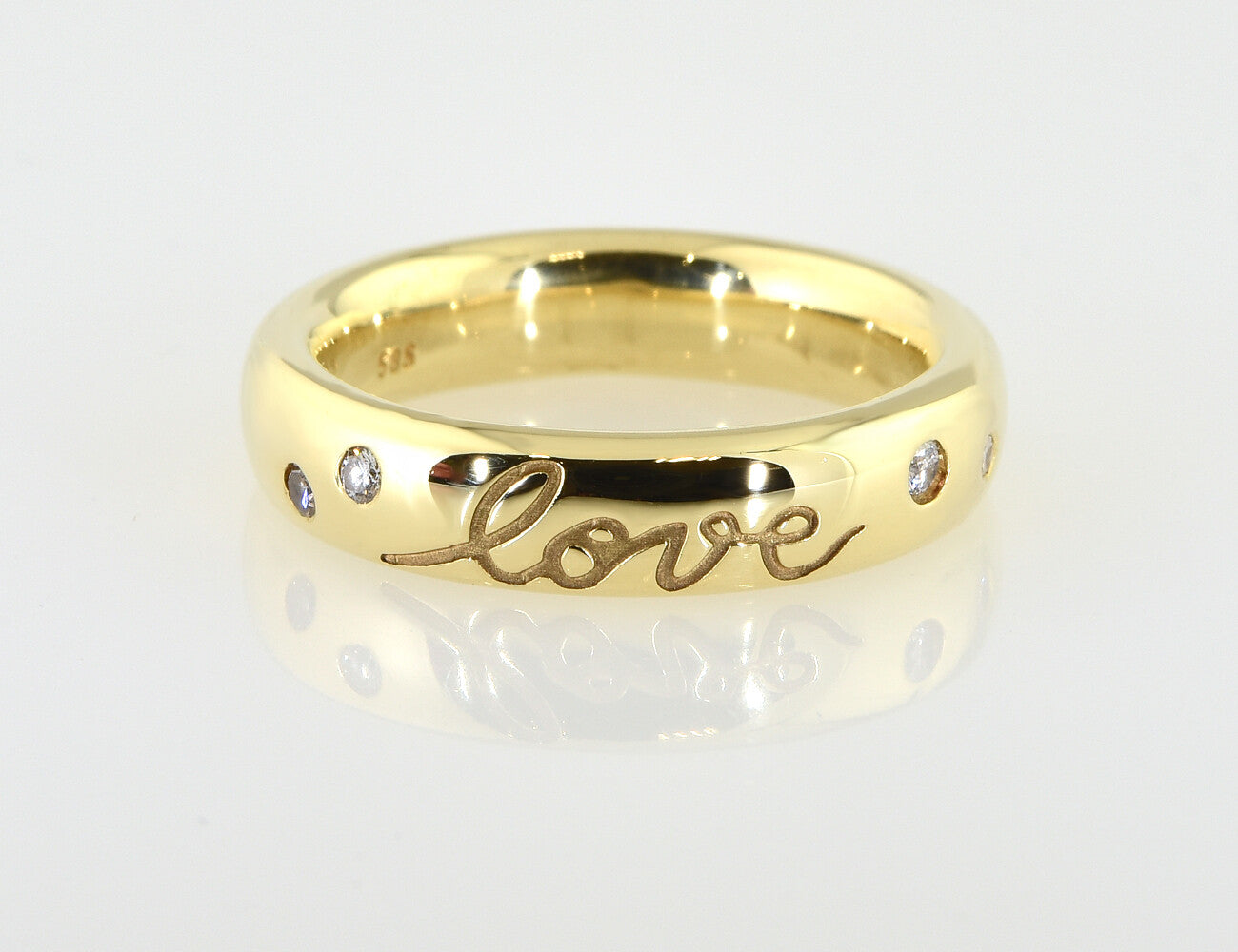 Diamant Ring "love" 585/000 14 K Gelbgold 4 Brillanten zus. 0,08 ct