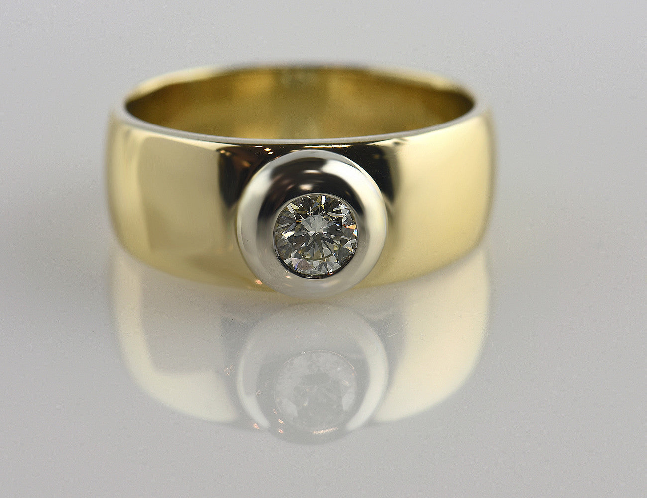 Diamond solitaire ring 585/000 14 K yellow gold brilliant 0.40 ct