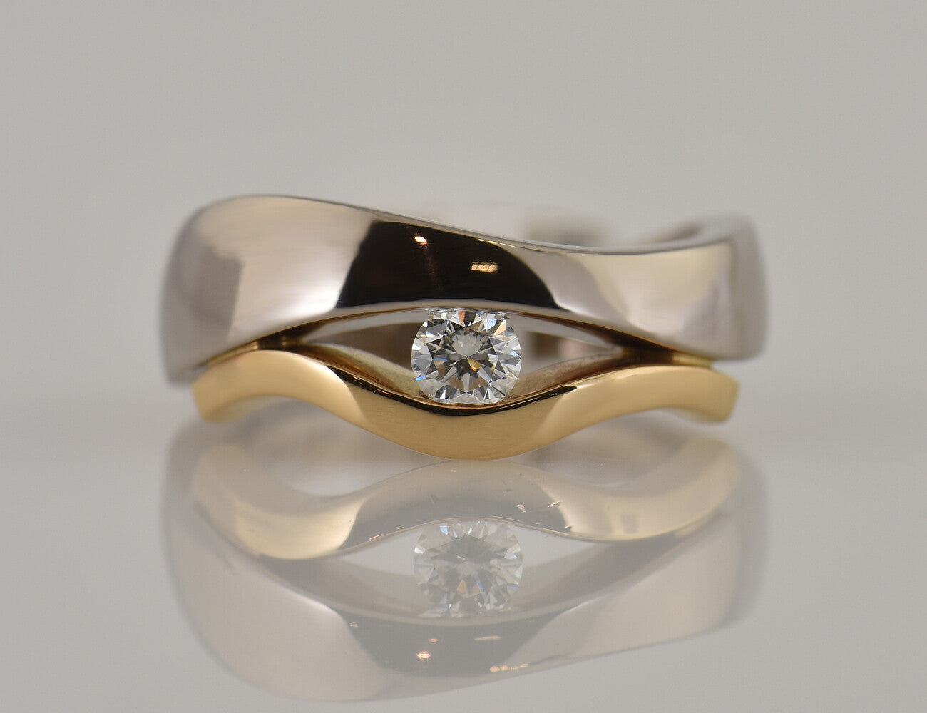 Diamant Ring 585 14 K Gelb/Weißgold Brillant 0,25 ct
