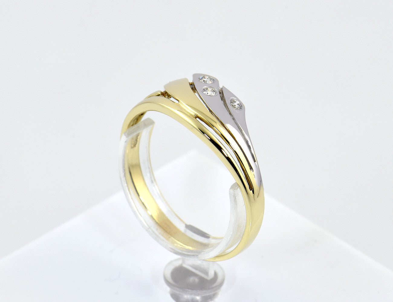 Diamant Ring 585/000 14 K Gelbgold 3 Brillanten zus. 0,07 ct