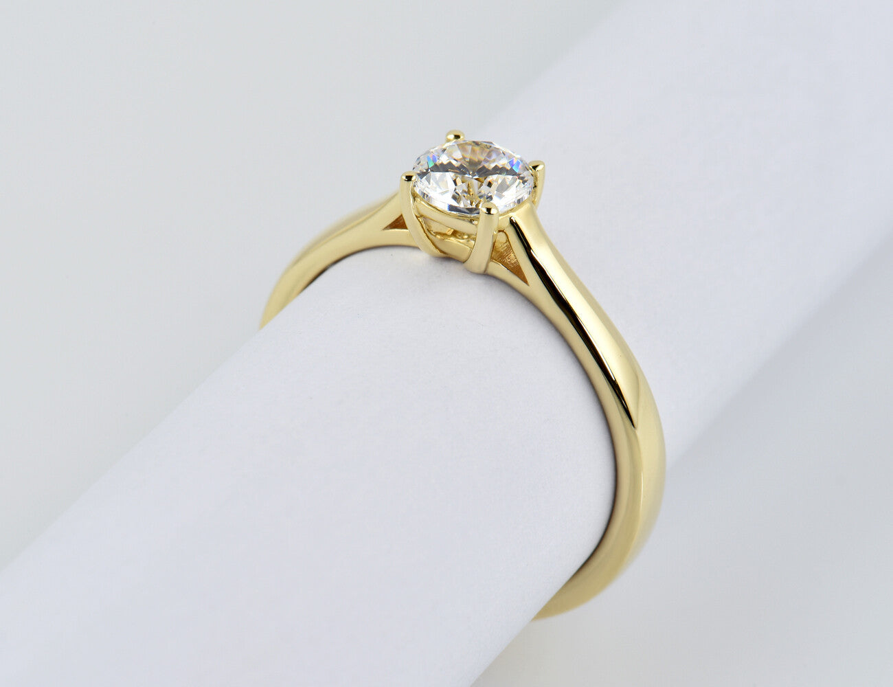 Solitär Swarovski Ring 585/000 14 K Gelbgold 0,70 ct Swarovski