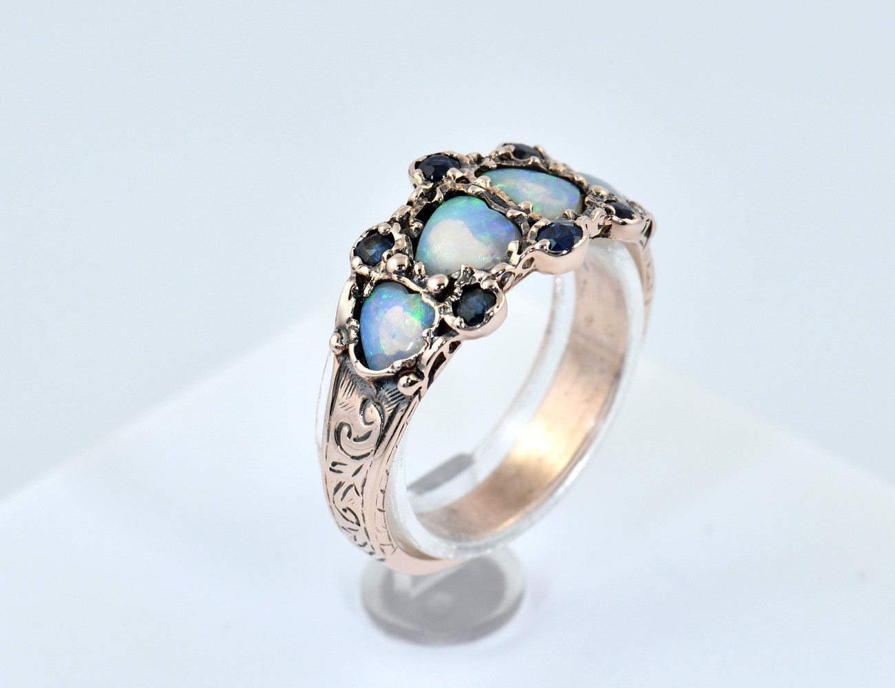 Ring Opal Saphir 375/000 9 K Rotgold