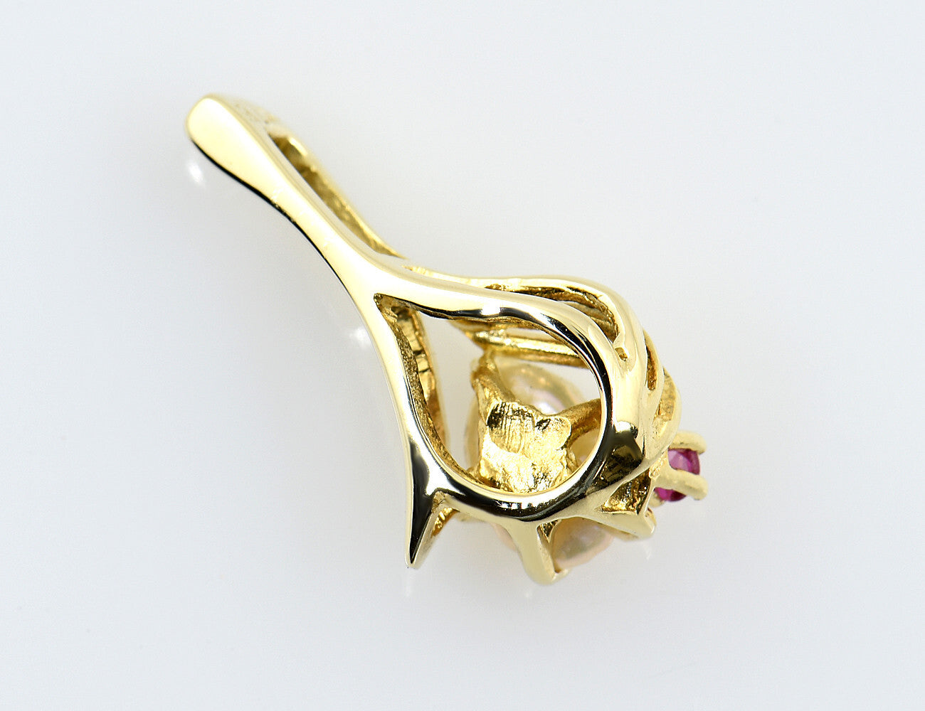 Anhänger Süßwasser-Perle 585/000 14 K Gelbgold Rubin