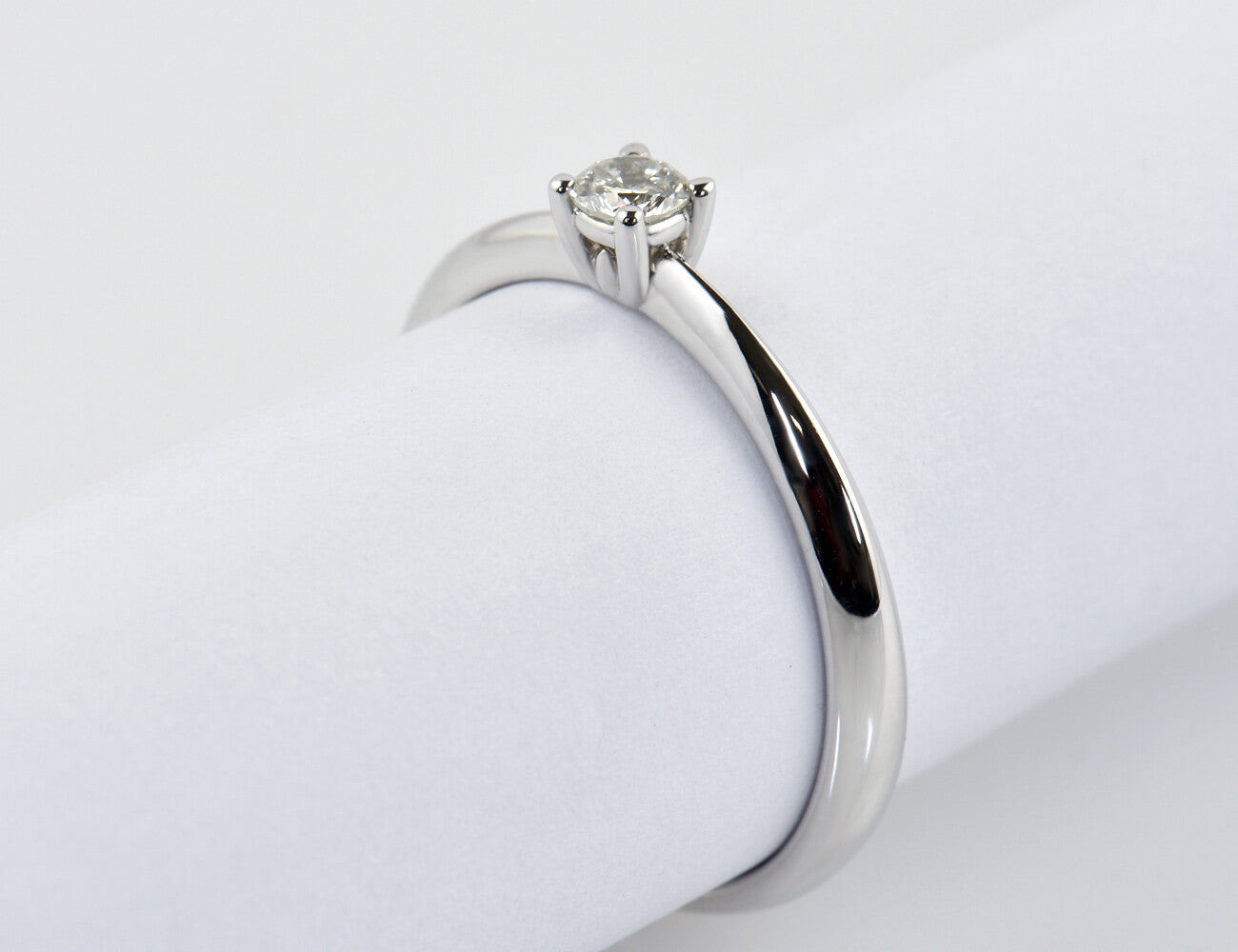 Solitär Diamant Ring 585/000 14 K Weißgold Brillant 0,16 ct
