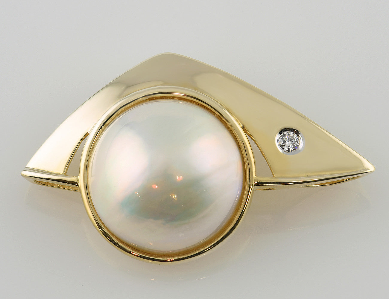 Anhänger Mabe´perle 585 14 K Gelbgold Brillant 0,04 ct