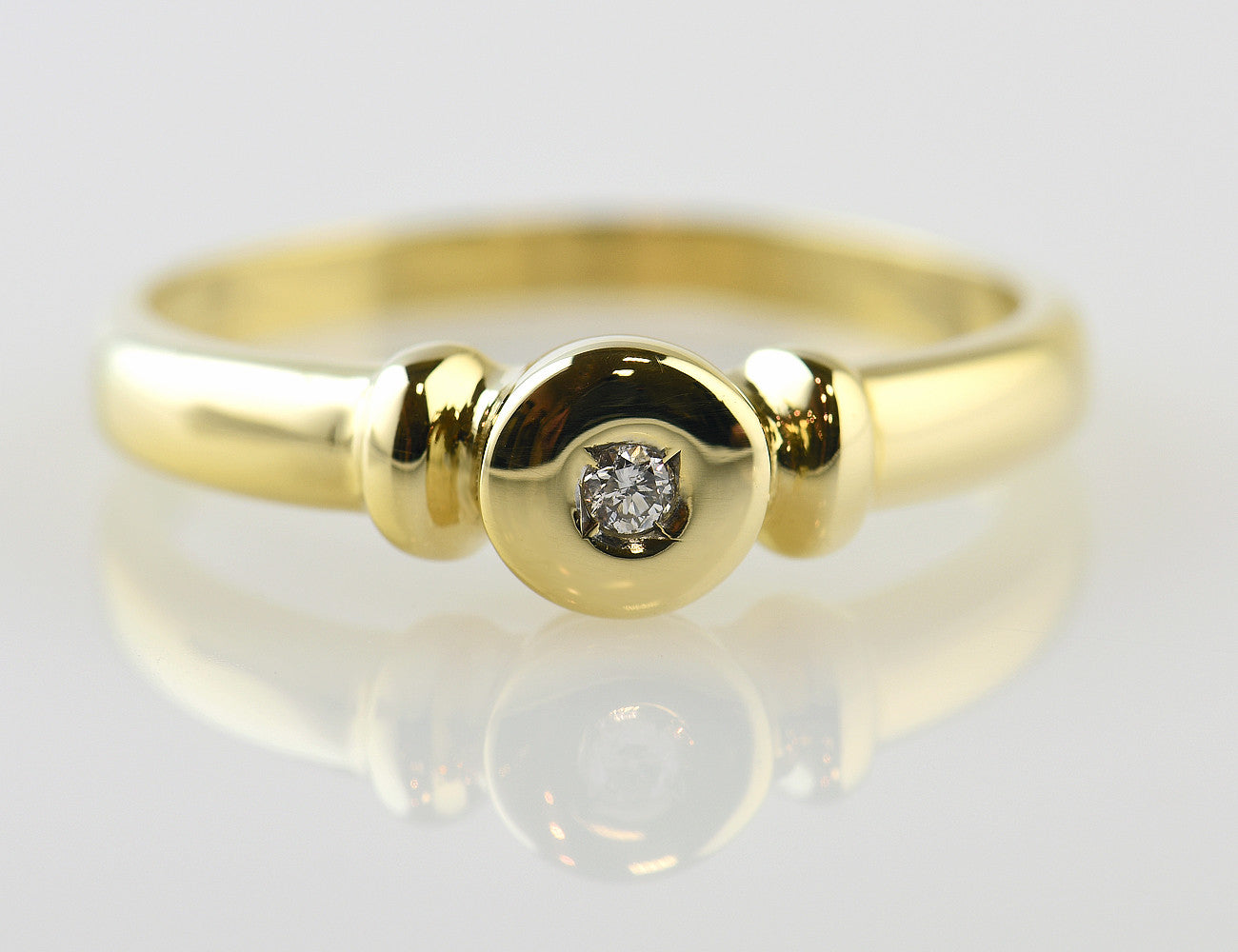 Diamant Solitär Ring 750 18 K Gelbgold Brillant 0,03 ct