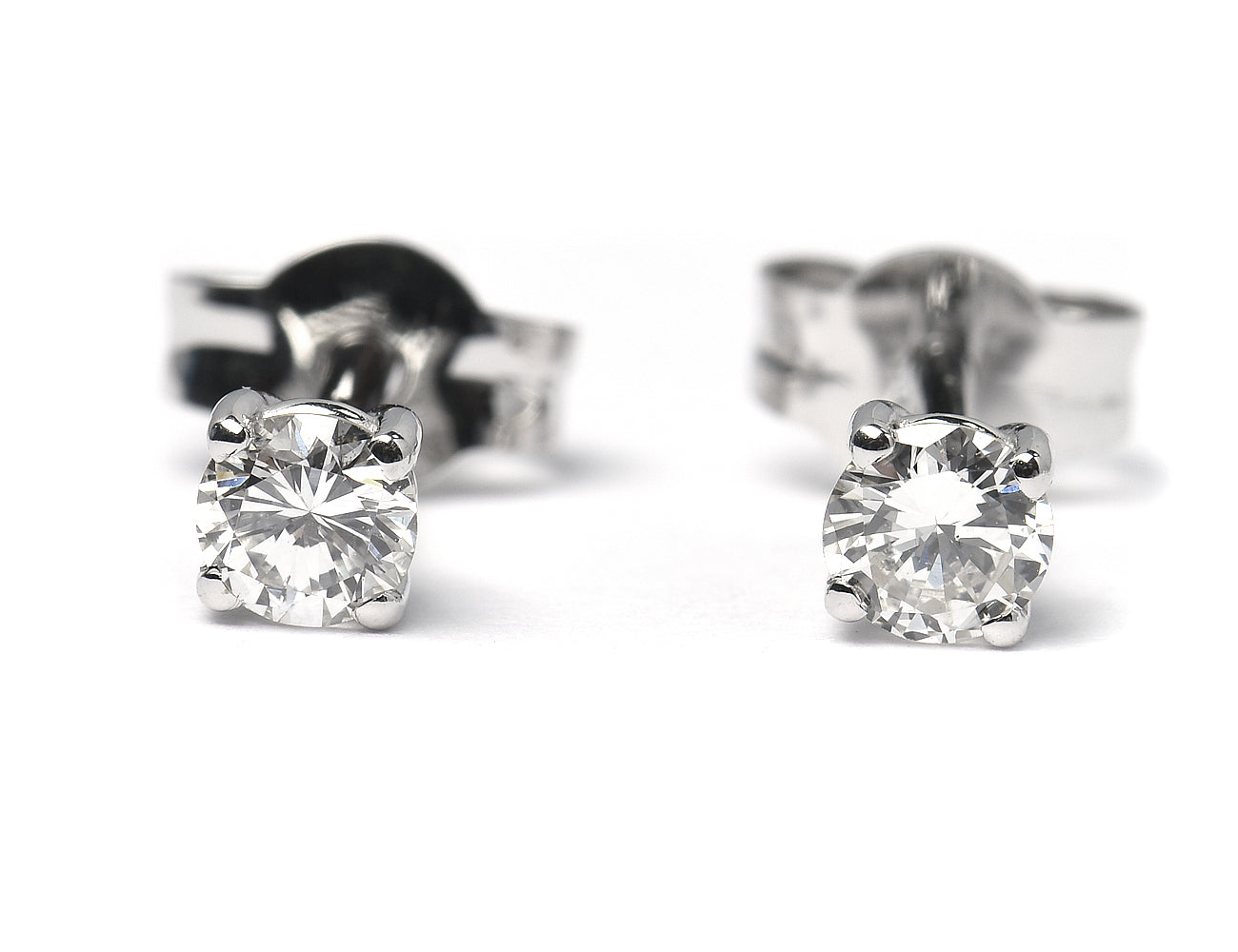Solitär Brillant Ohrstecker Ohrringe 585 14K Weißgold, 2 Diamanten zus. 0,367 ct