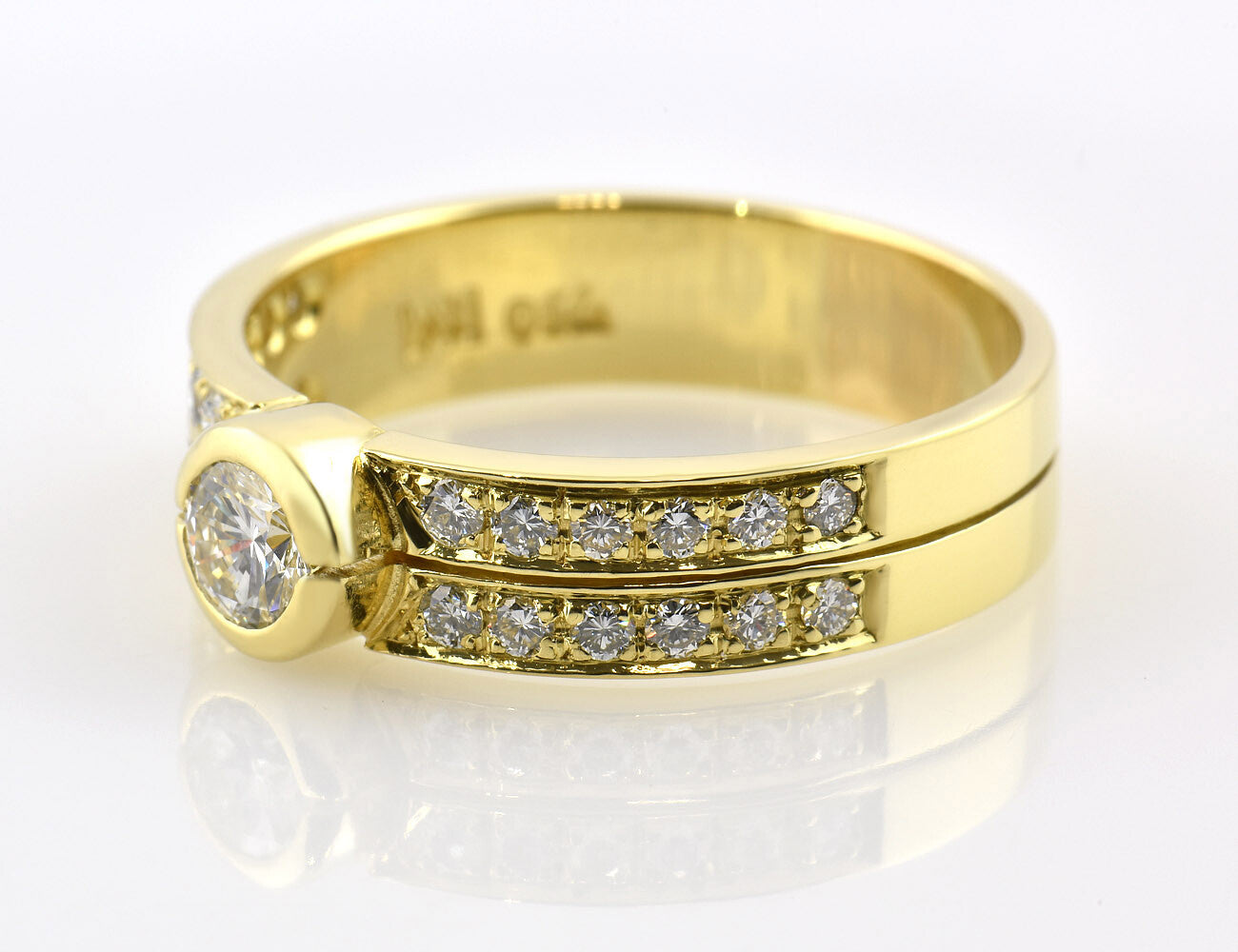 Diamant Solitär Ring 750/000 18 K Gelbgold Brillant 0,90 ct
