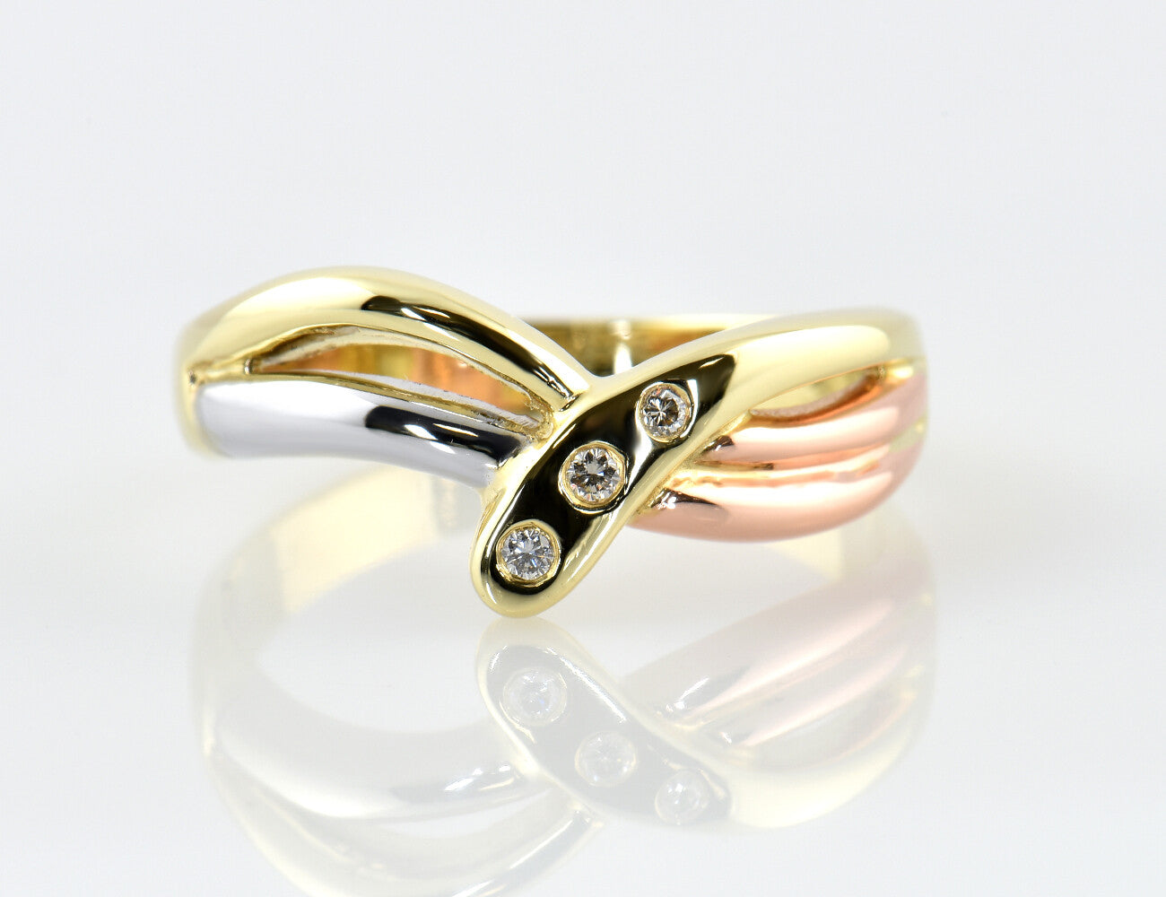 Diamantring 585/000 14 K Gelbgold 3 Brillanten zus. 0,05 ct