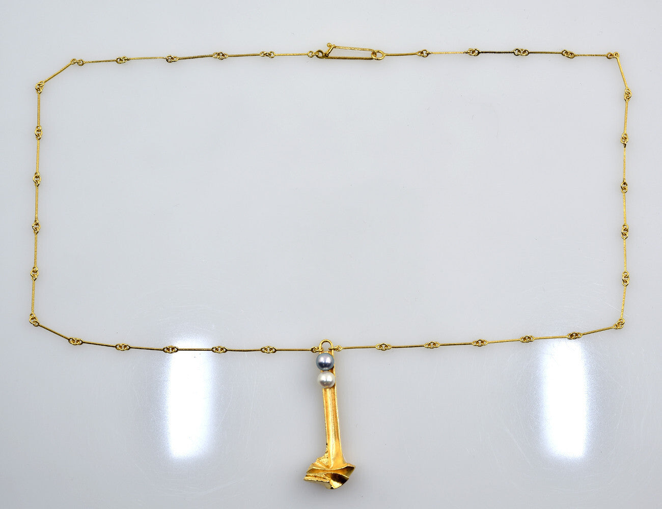 Lapponia Kette Collier 585/000 14 K Gelbgold 2 Perlen 50 cm