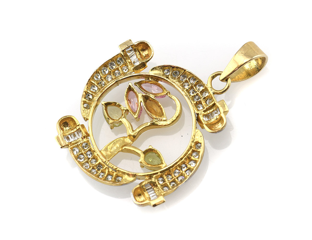 Anhänger Peridot 750/000 18 K Gelbgold / 63 Diamanten zus. 0,75 ct