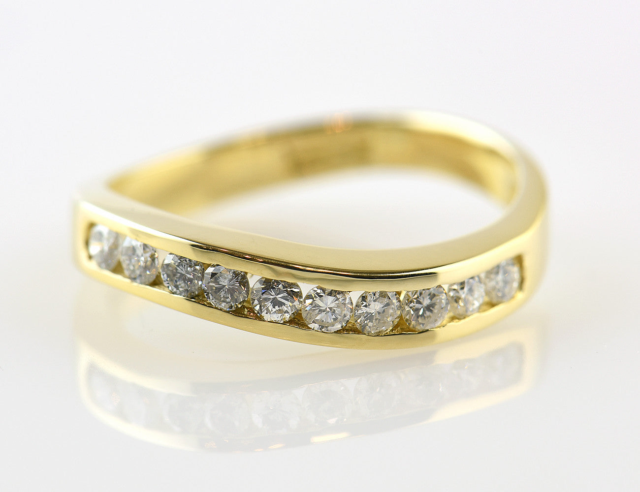 Diamant Ring Memory 750/000 18 K Gelbgold 10 Brillanten zus. 0,30 ct