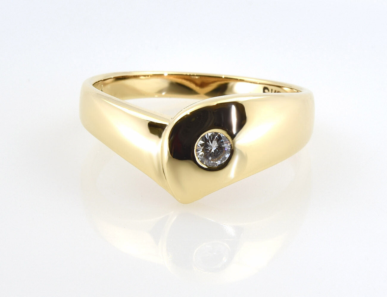 Diamant Ring 750/000 18 K Gelbgold 1 Brillant 0,13 ct
